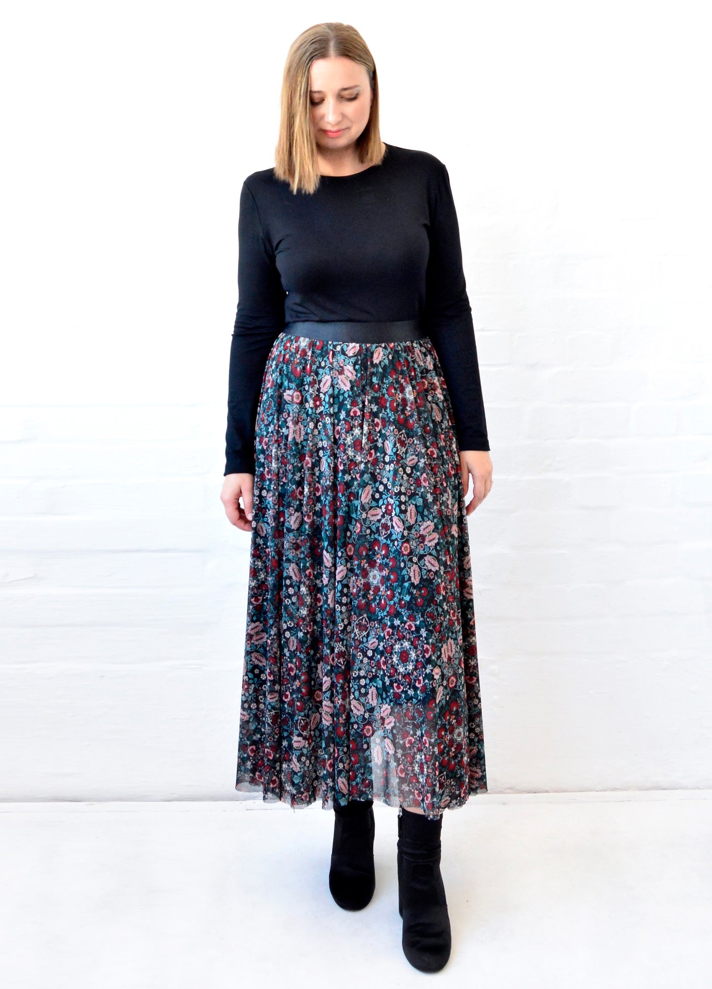 Angelica circle skirt in teal Iris Daydream