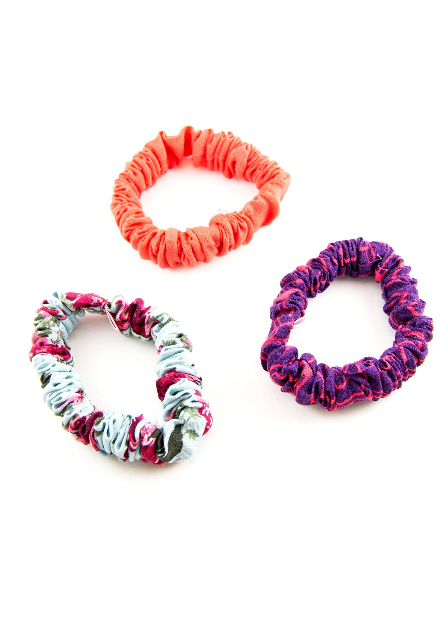 Ava mini scrunchies sets in orange, magenta Classique Floral