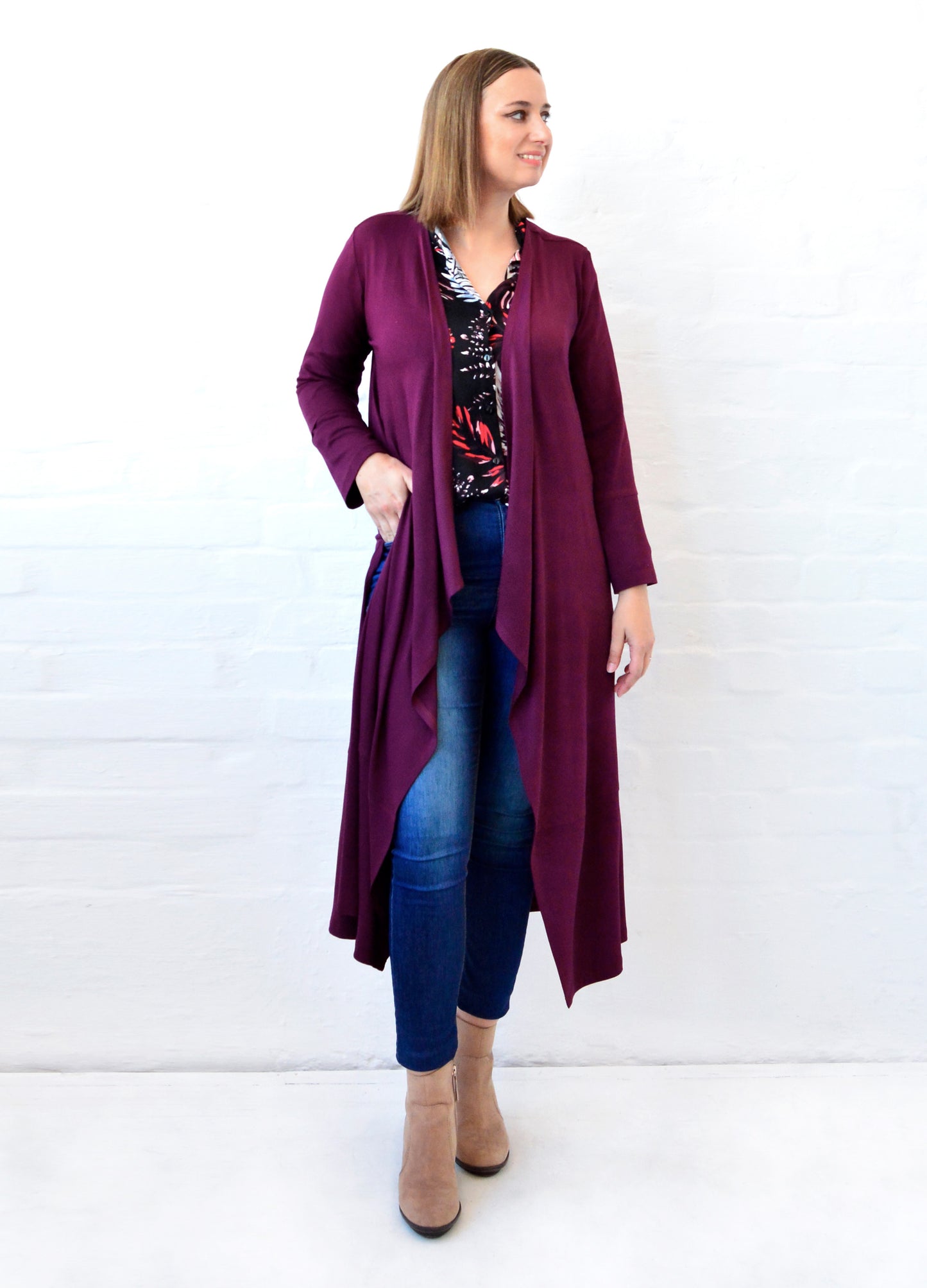 Ayala maxi cardigan in Mulberry