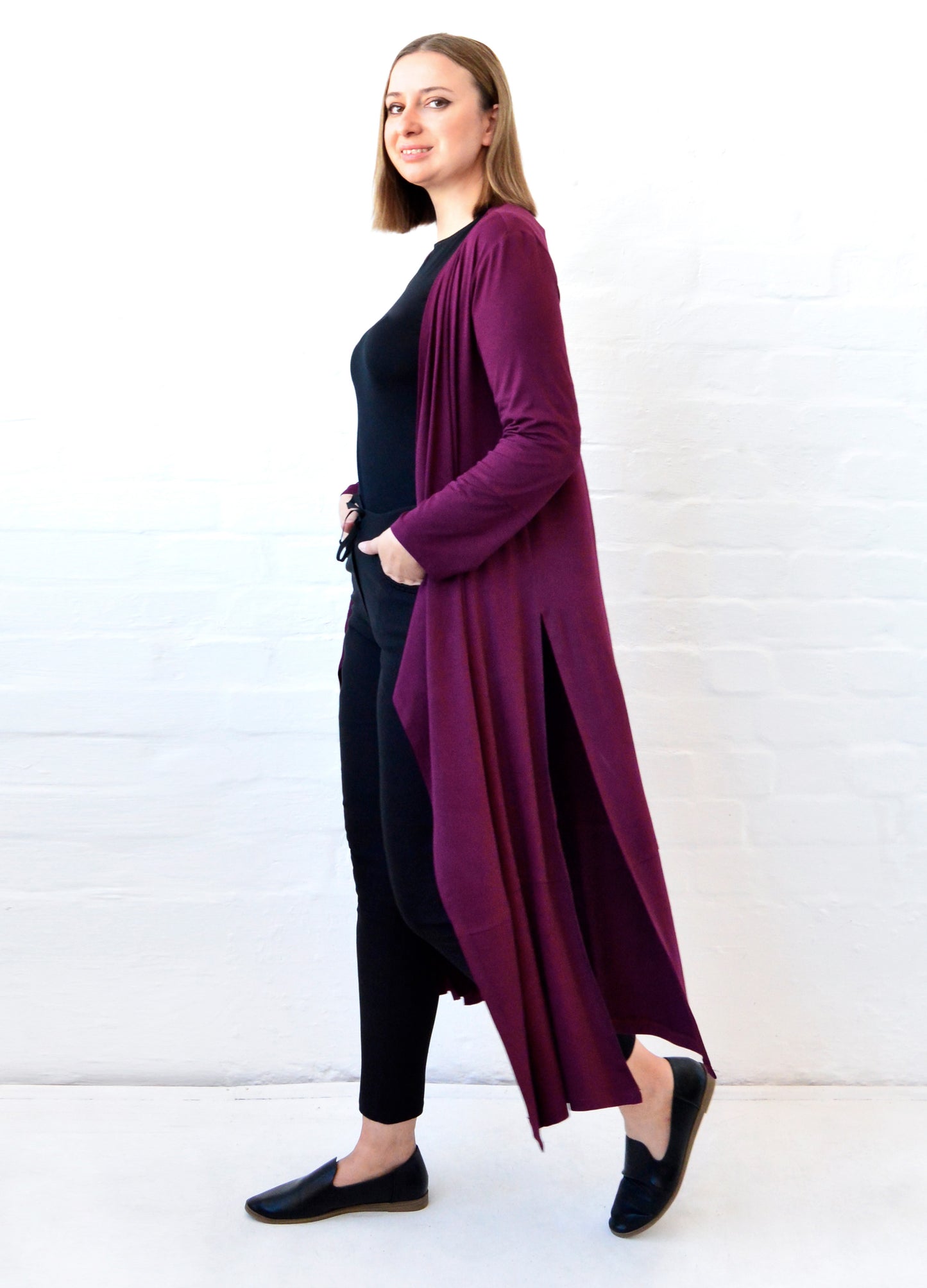 Ayala maxi cardigan in Mulberry