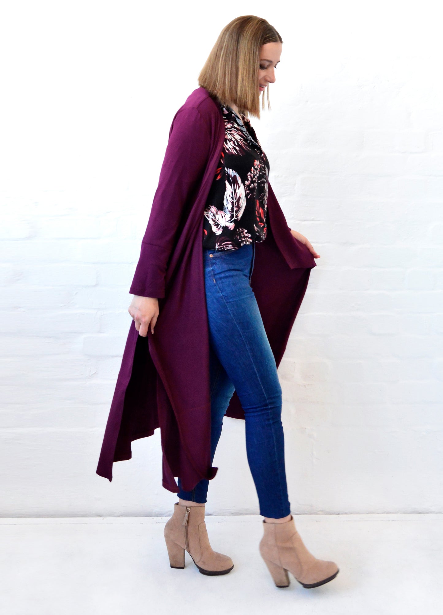 Ayala maxi cardigan in Mulberry