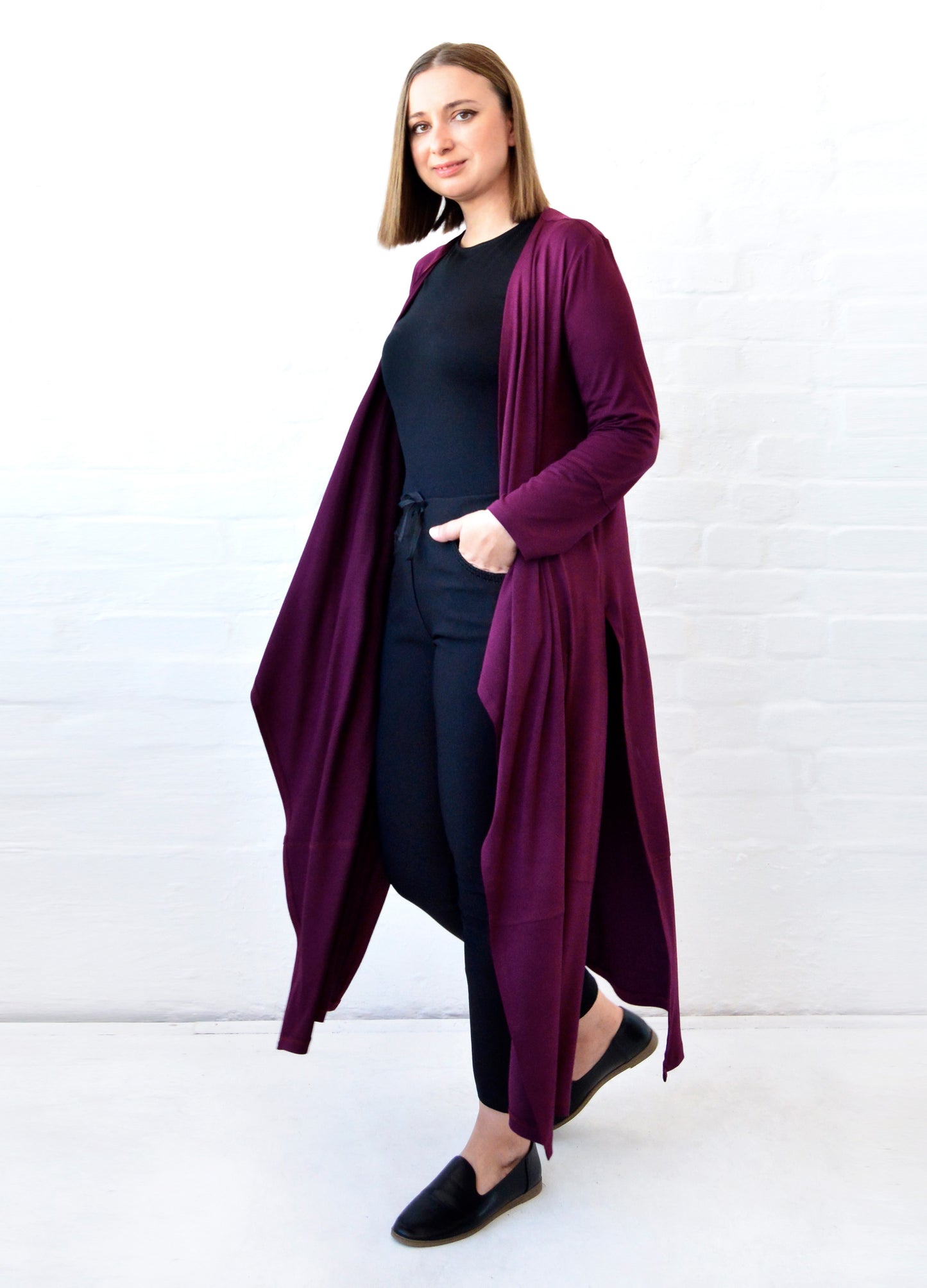 Ayala maxi cardigan in Mulberry