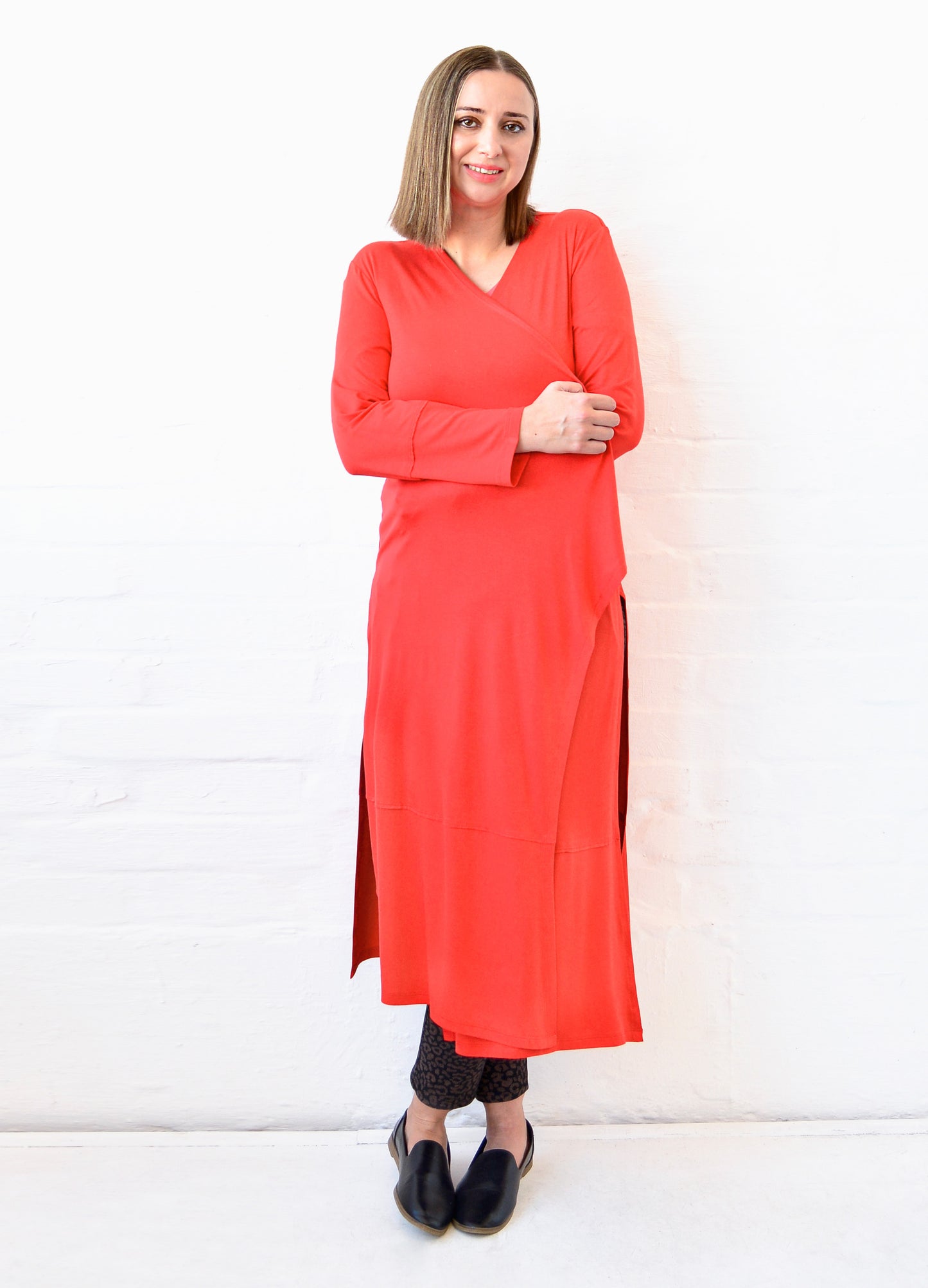 Ayala maxi cardigan in Papaya