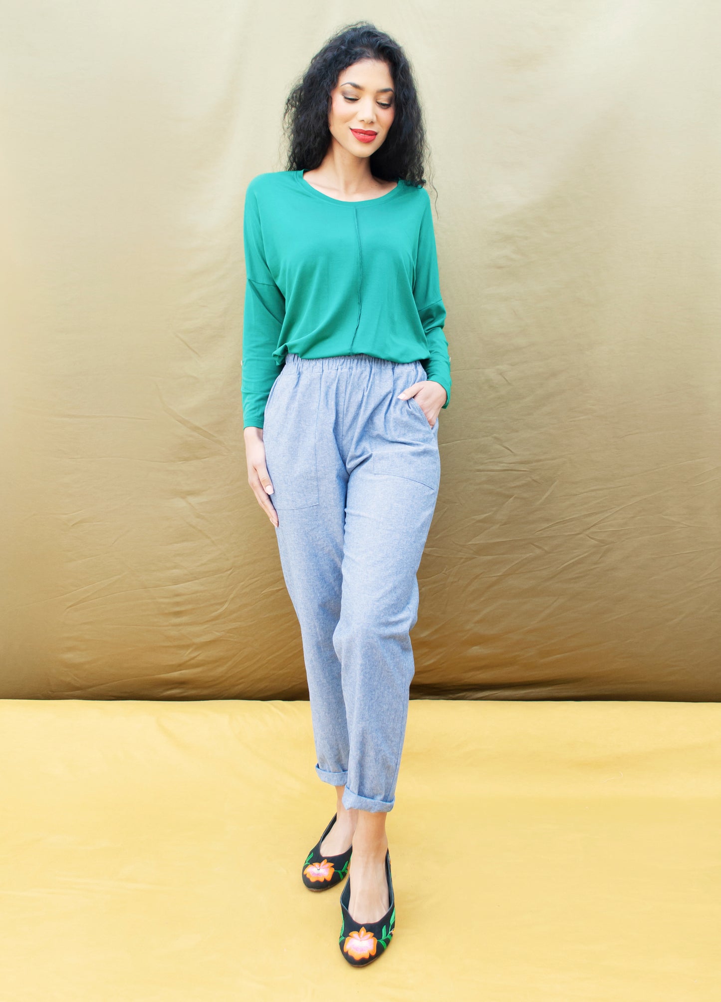 Bella jogger in denim chambray