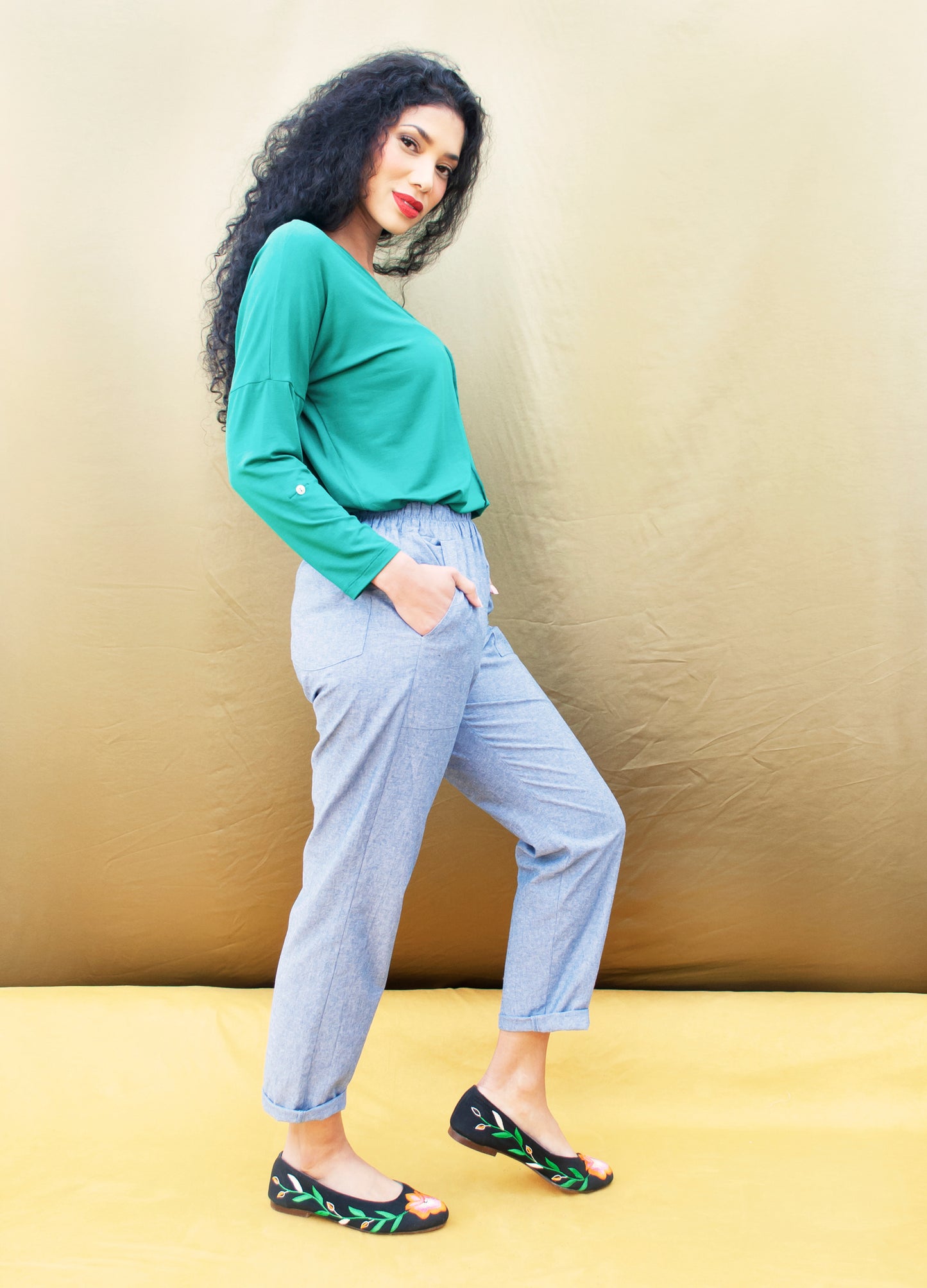 Bella jogger in denim chambray