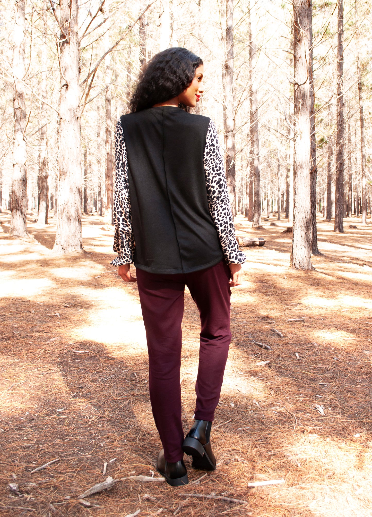 Camilla pullover in Black knit & leopard size 32