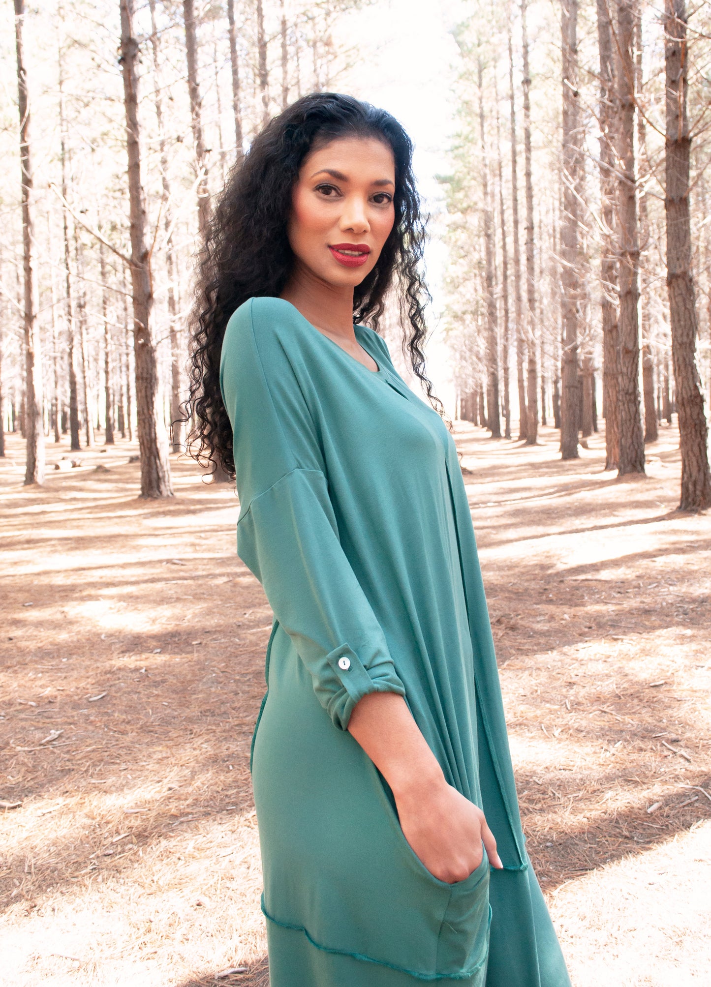 Celine cocoon dress in Porcelain Green