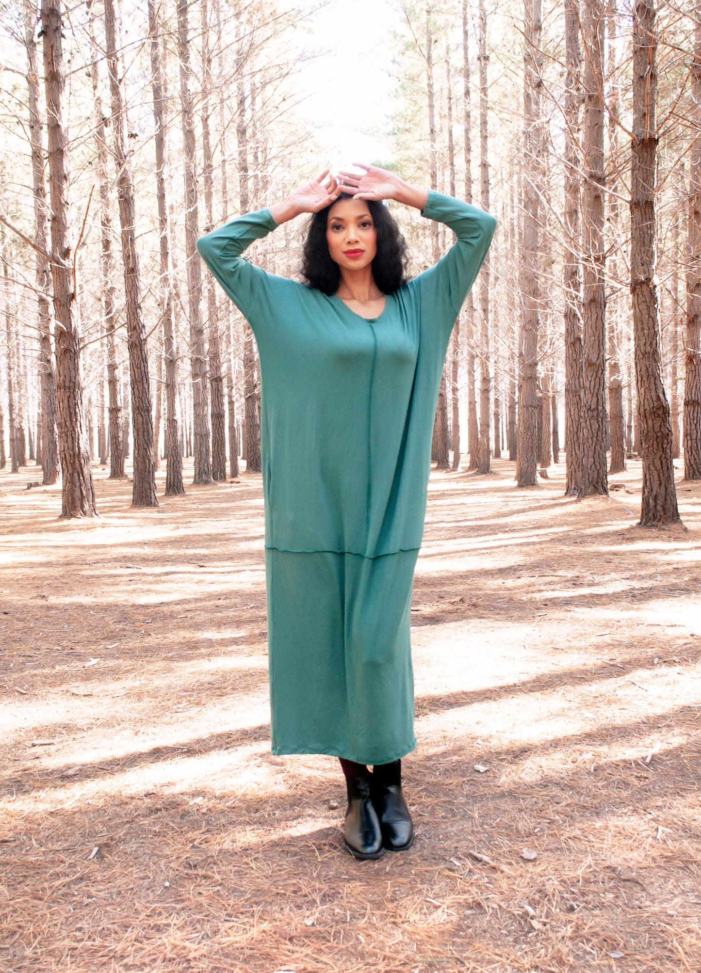 Celine cocoon dress in Porcelain Green