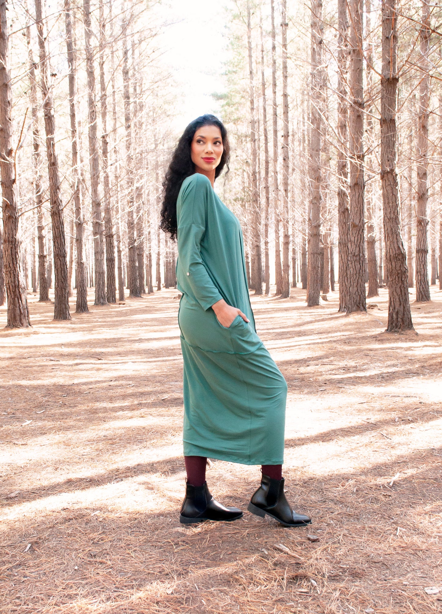 Celine cocoon dress in Porcelain Green