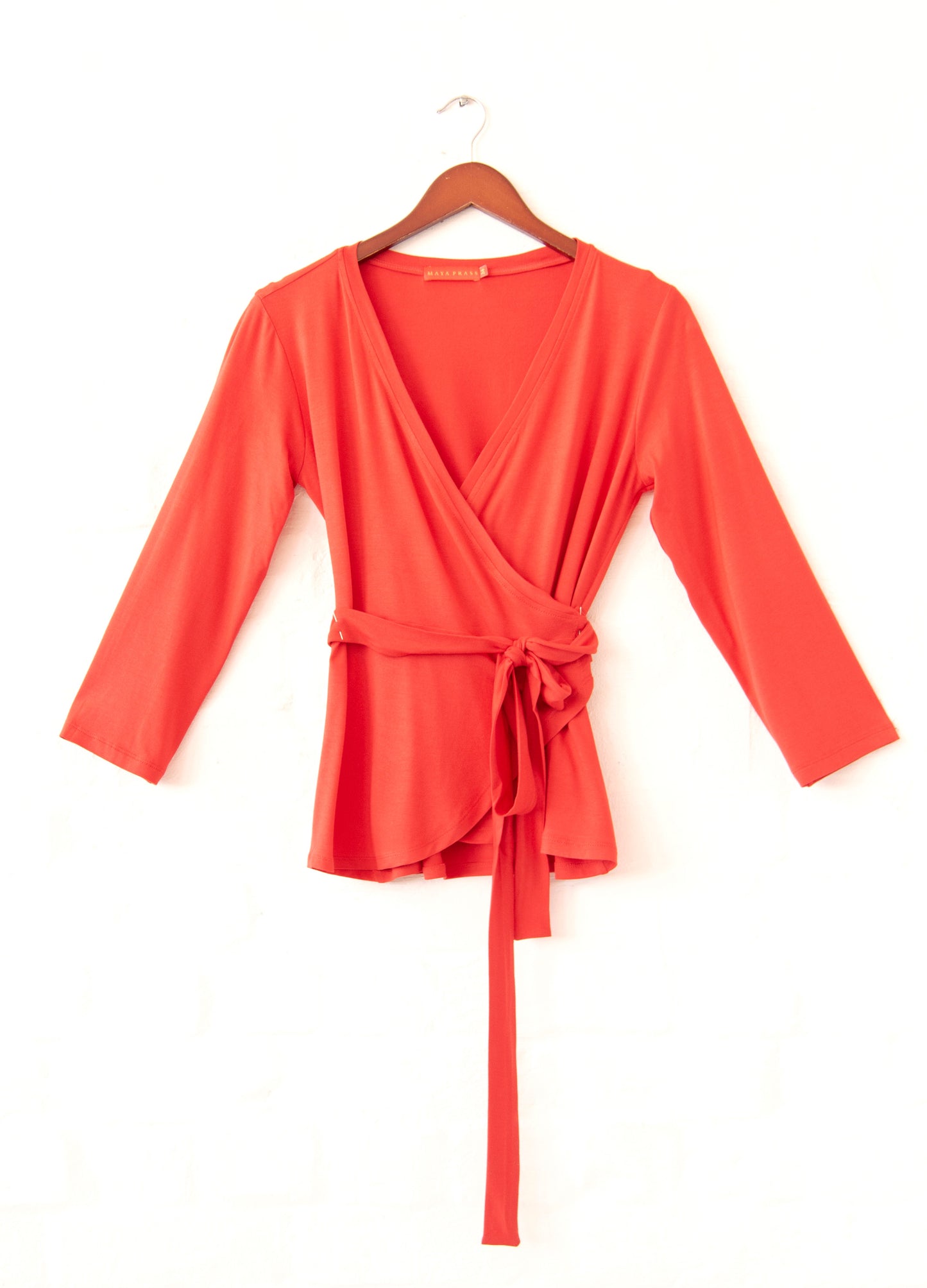 Elliot wrap top in Papaya