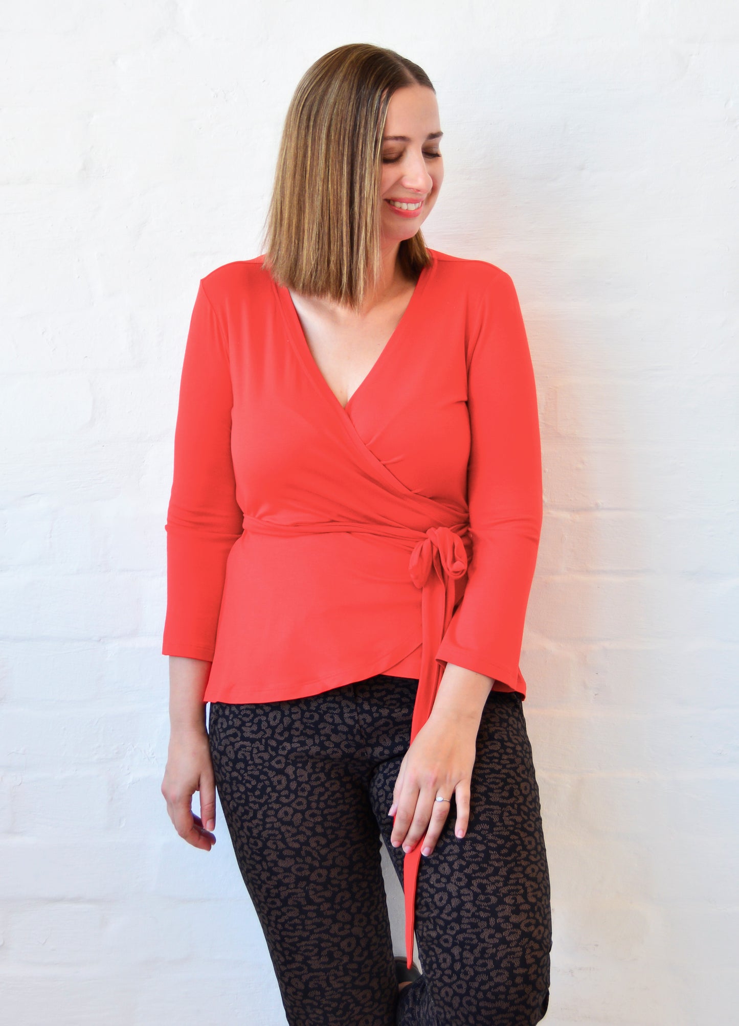 Elliot wrap top in Papaya