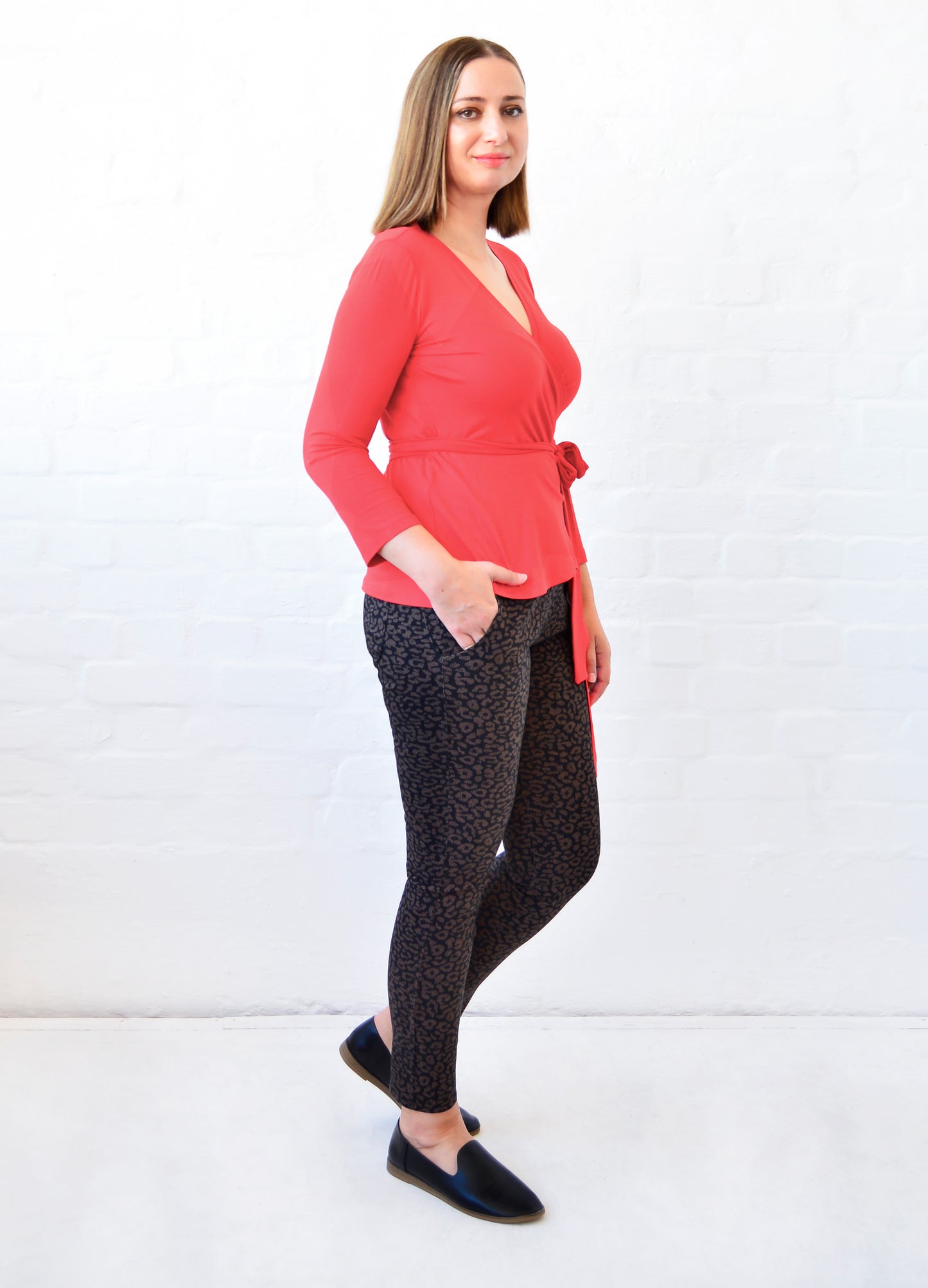 Elliot wrap top in Papaya