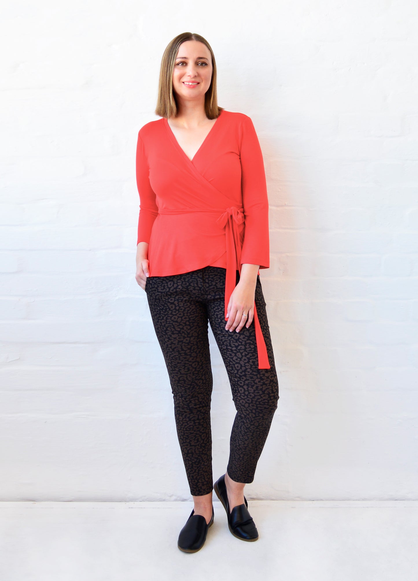 Elliot wrap top in Papaya