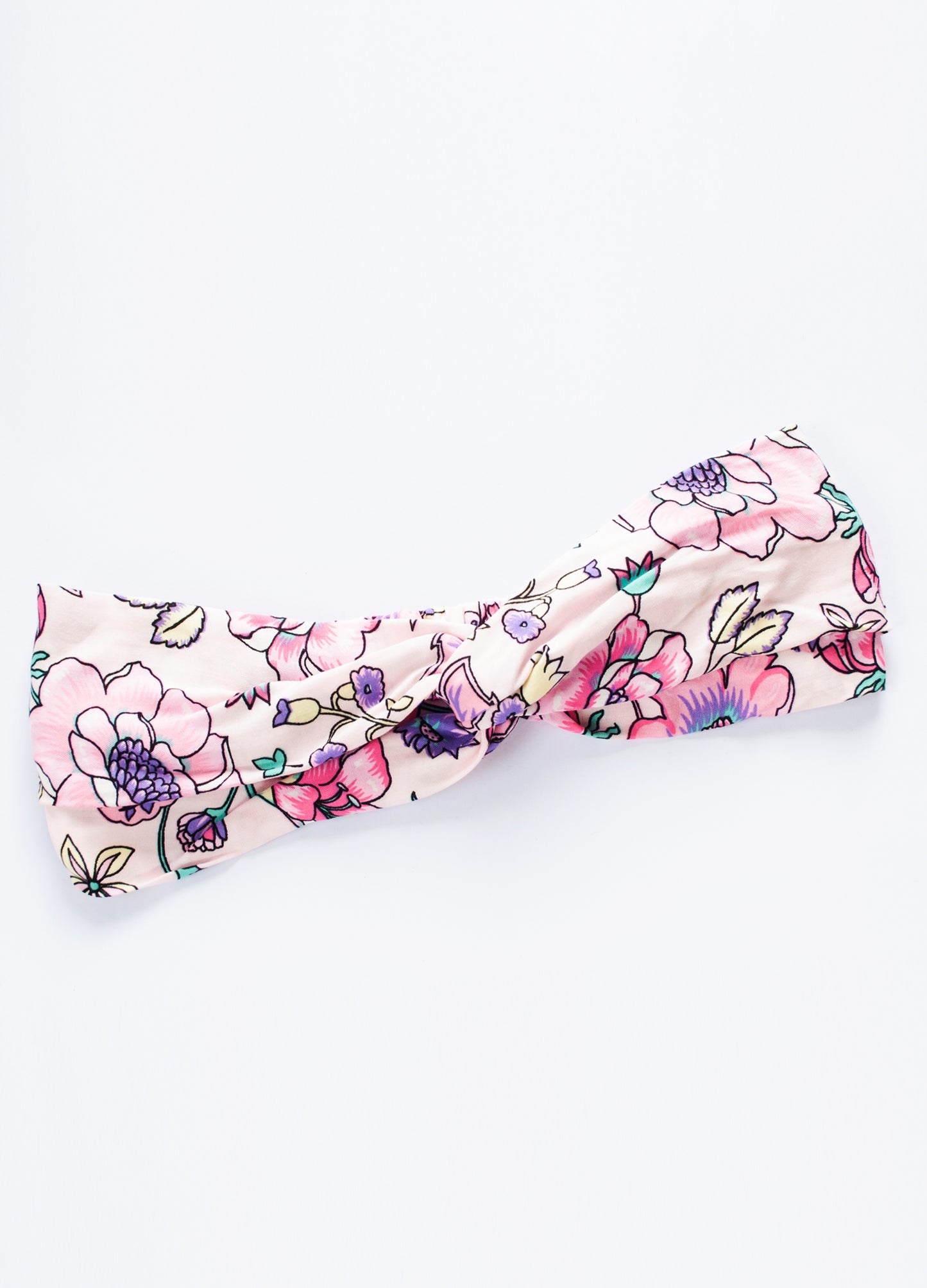 Emma twist headband in blush Jakarta Blossoms