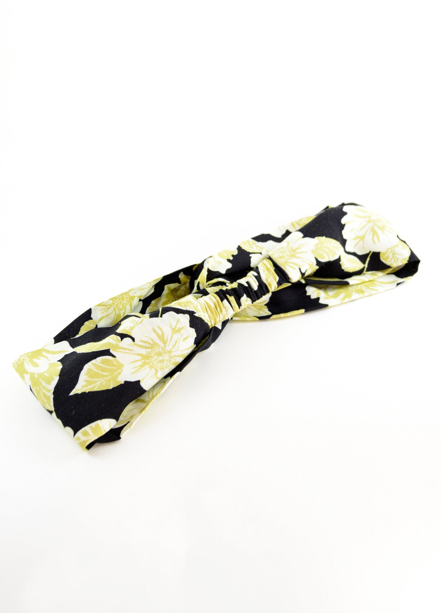 Emma twist headband in black Peonies