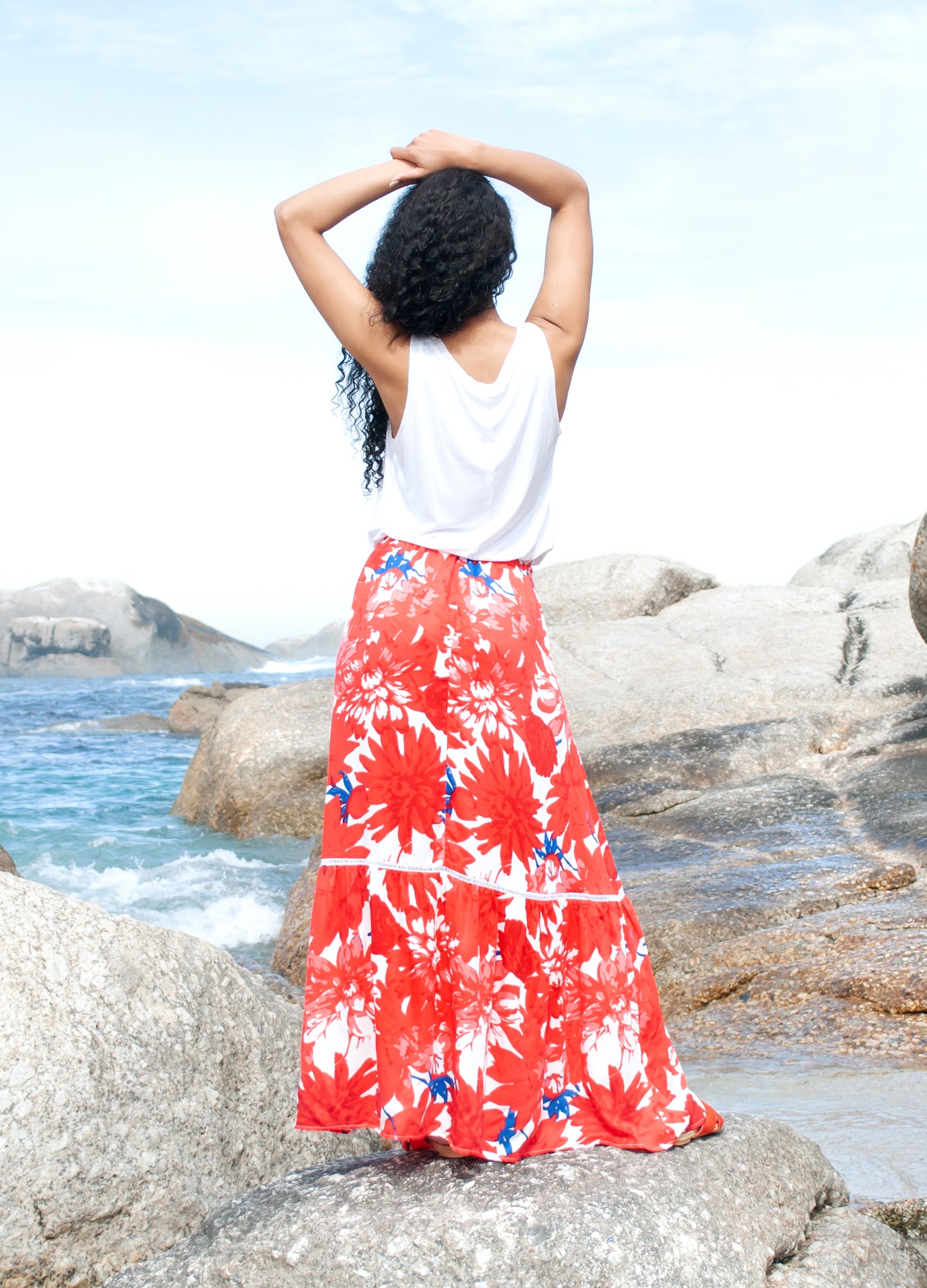 Frida maxi skirt in red Papavero print