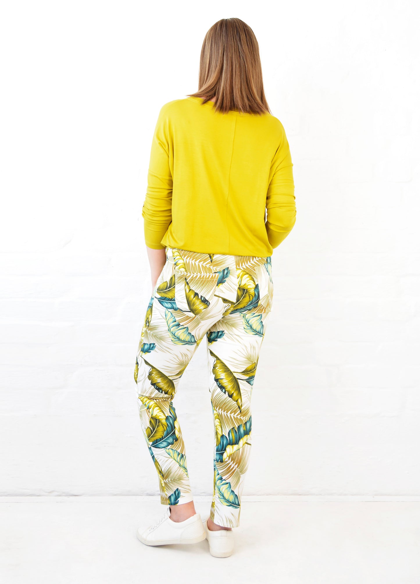 Grazia jogger in citron Palm Leaves print