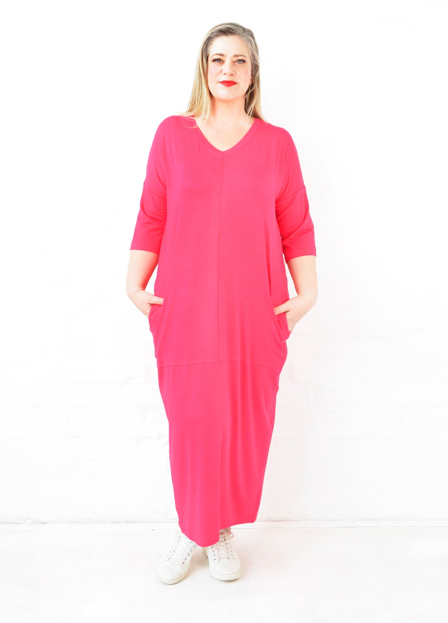 Isla cocoon dress in Cerise