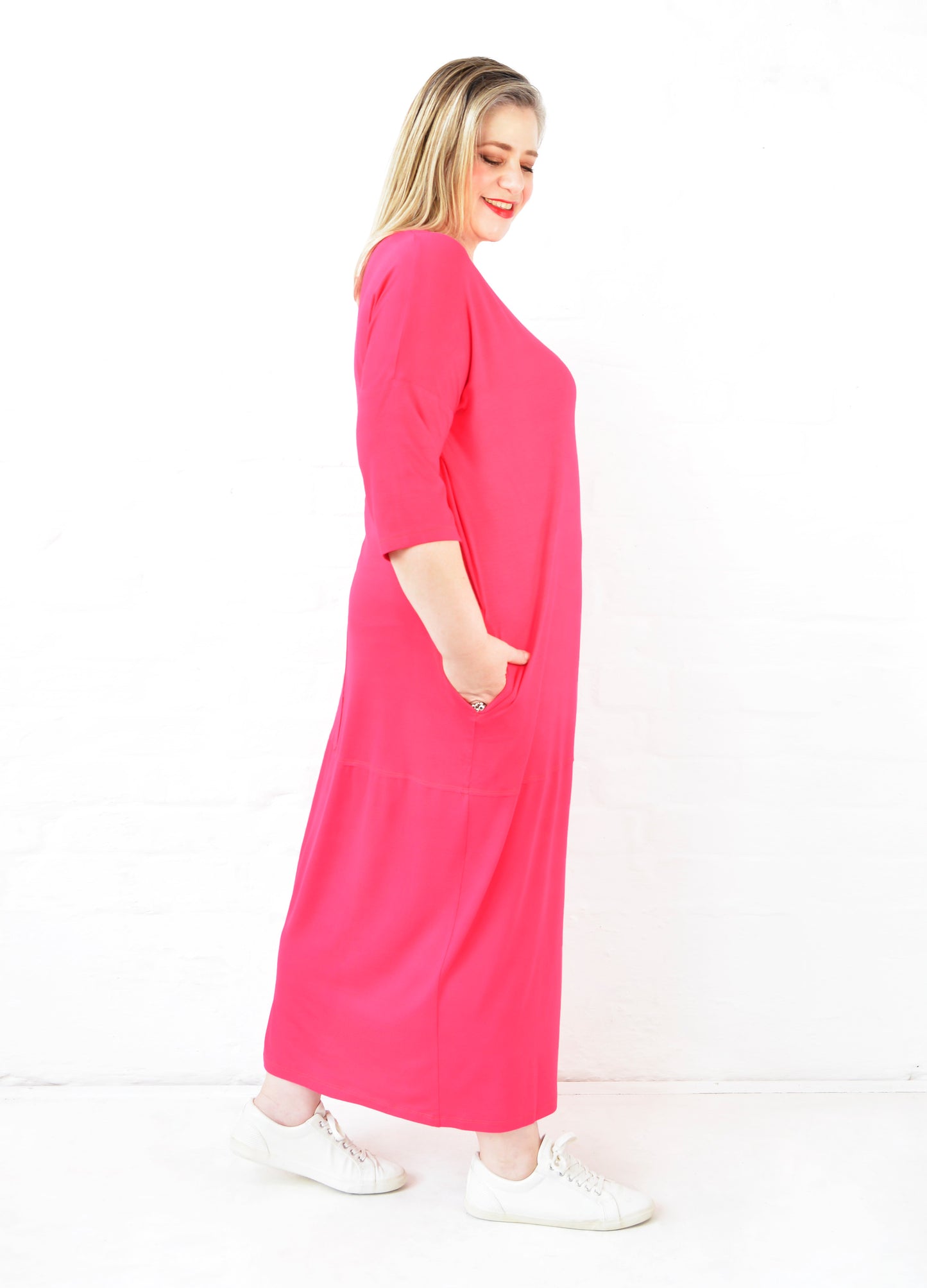 Isla cocoon dress in Cerise