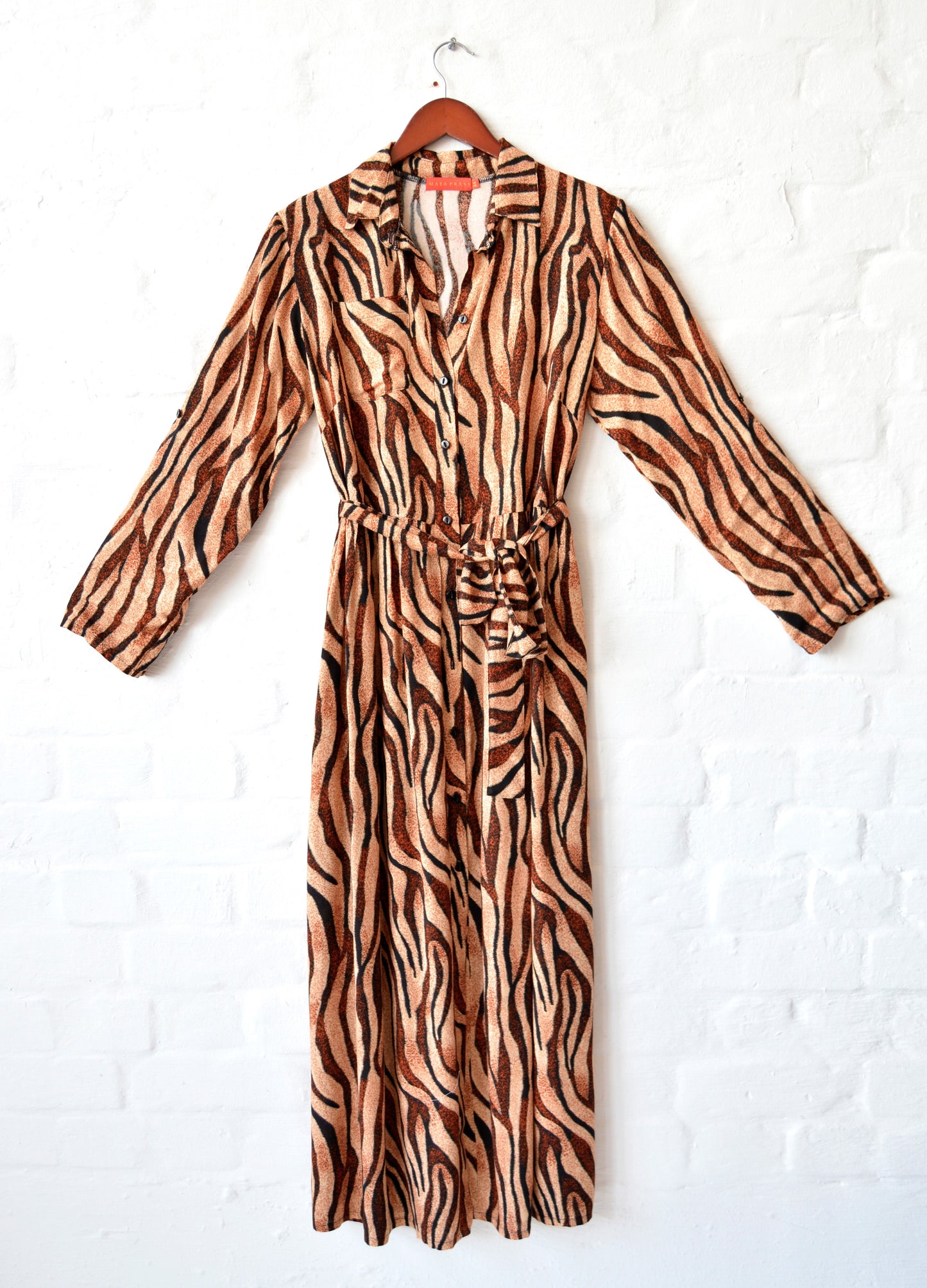 Ivy Shirt Dress in caramel Tiger Wave print size 32- 40