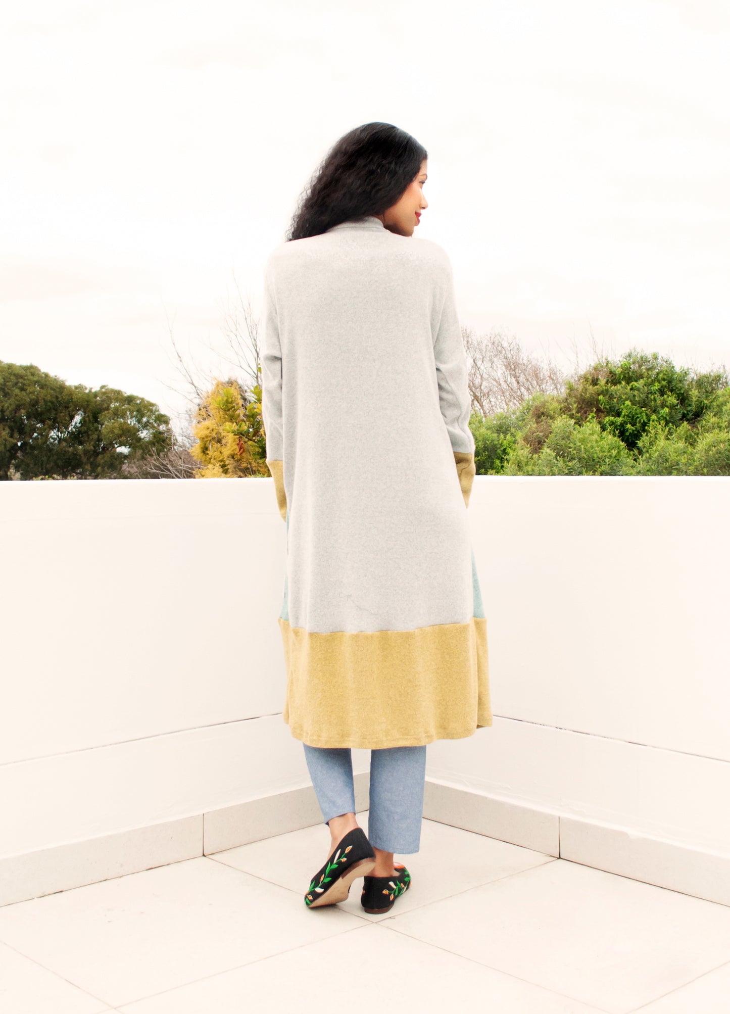 Julia cardigan in patchwork knit