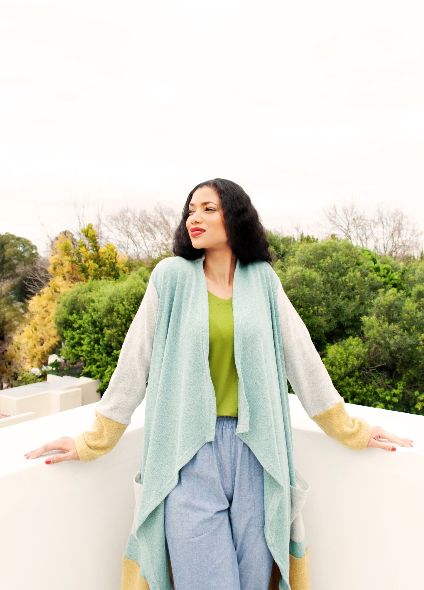 Julia cardigan in patchwork knit