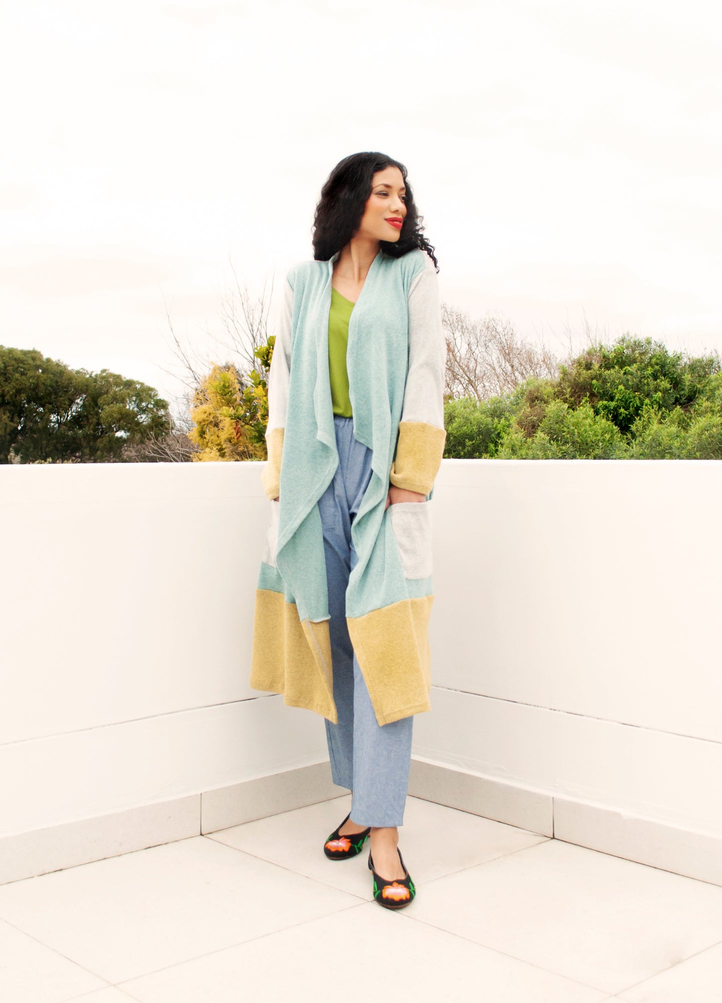 Julia cardigan in patchwork knit