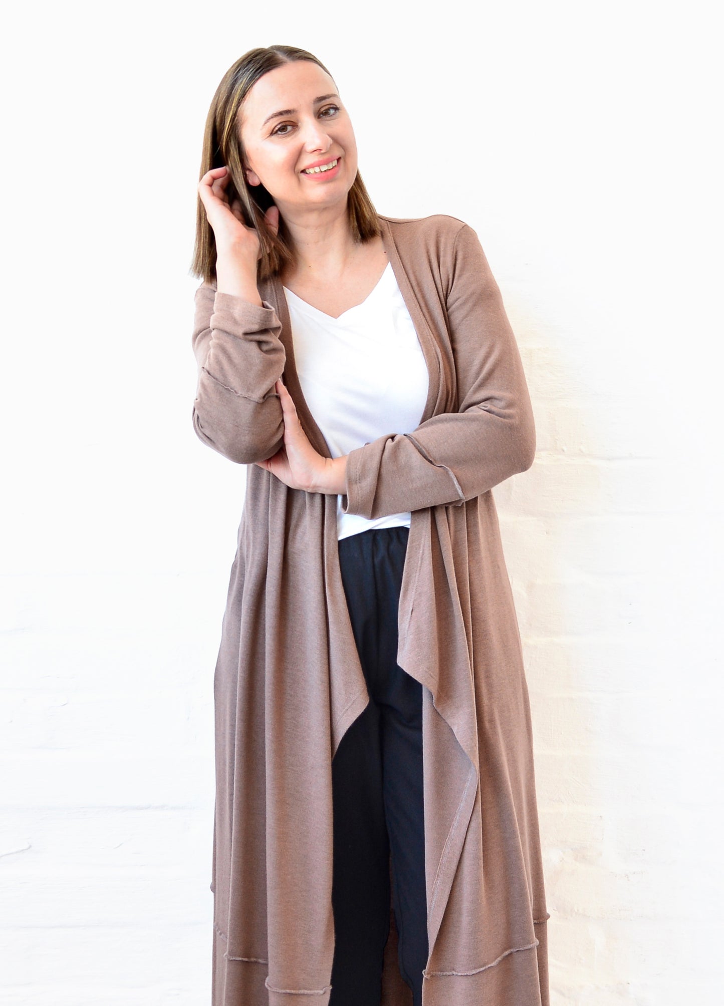 Kayla maxi cardigan in Mocha
