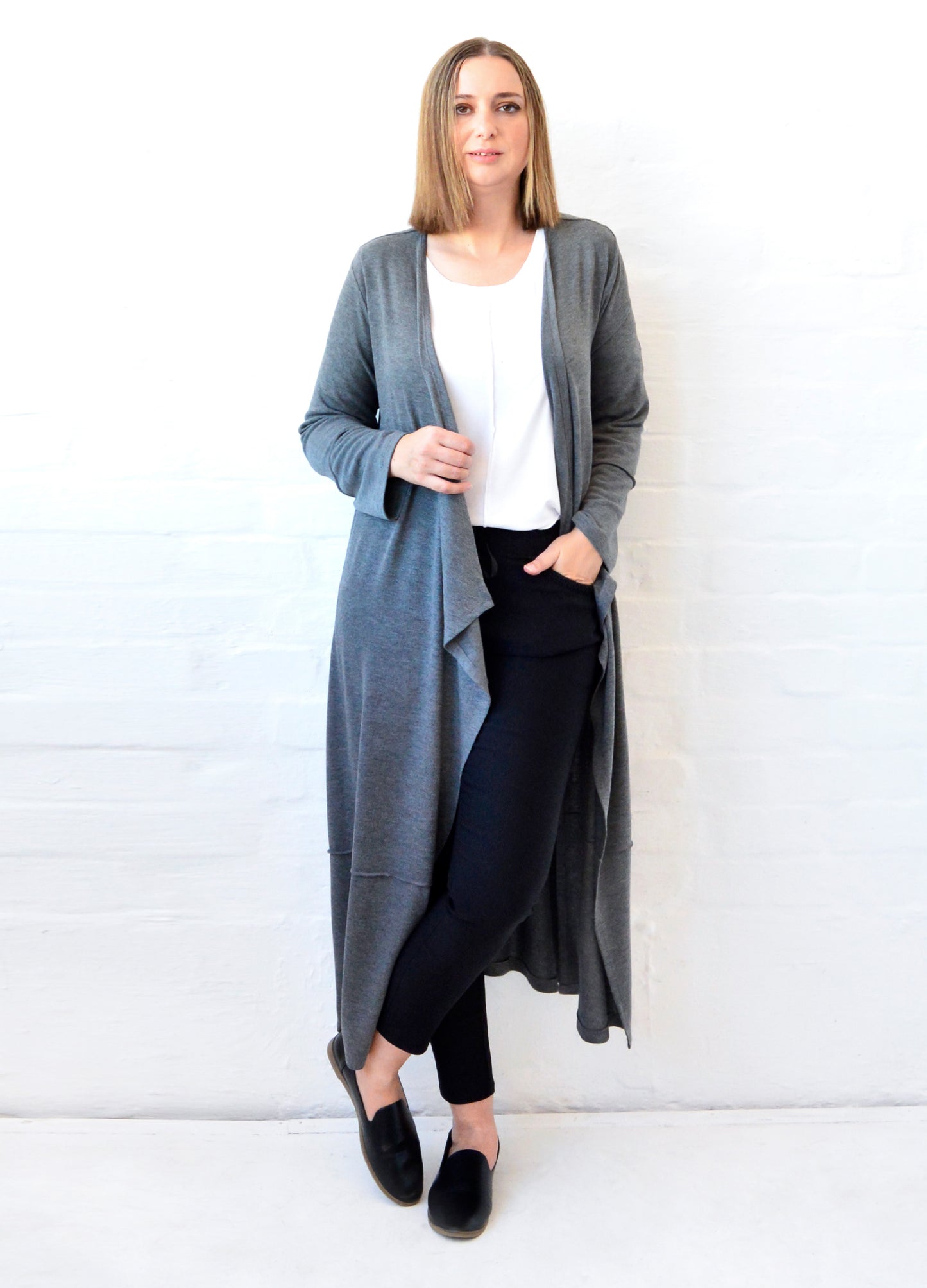Kayla maxi cardigan in Pebble melange