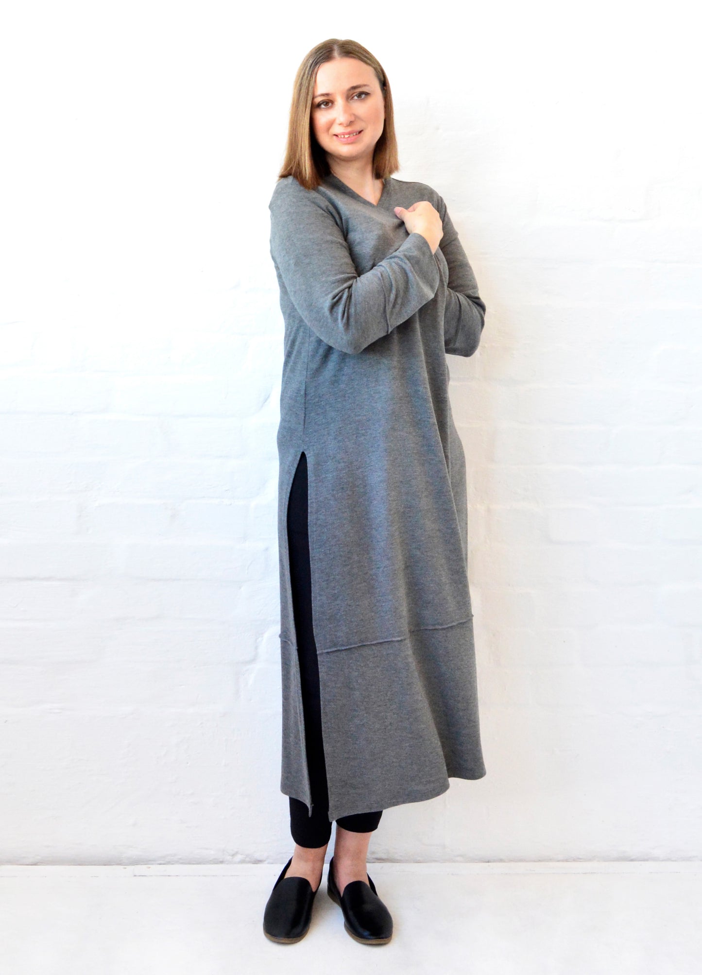 Kayla maxi cardigan in Pebble melange