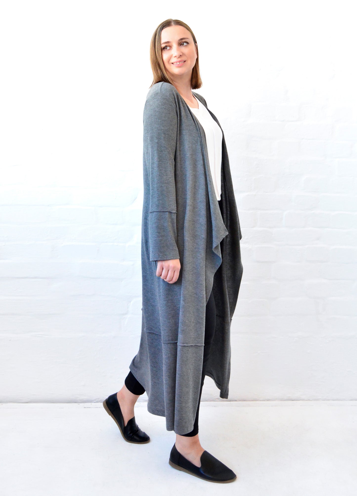 Kayla maxi cardigan in Pebble melange
