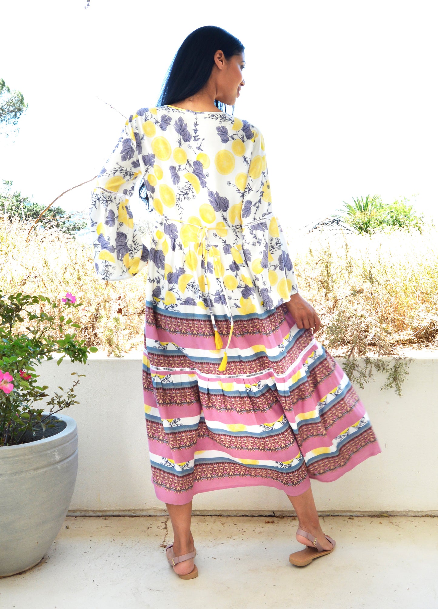 Lilly swing dress in Lemonade print