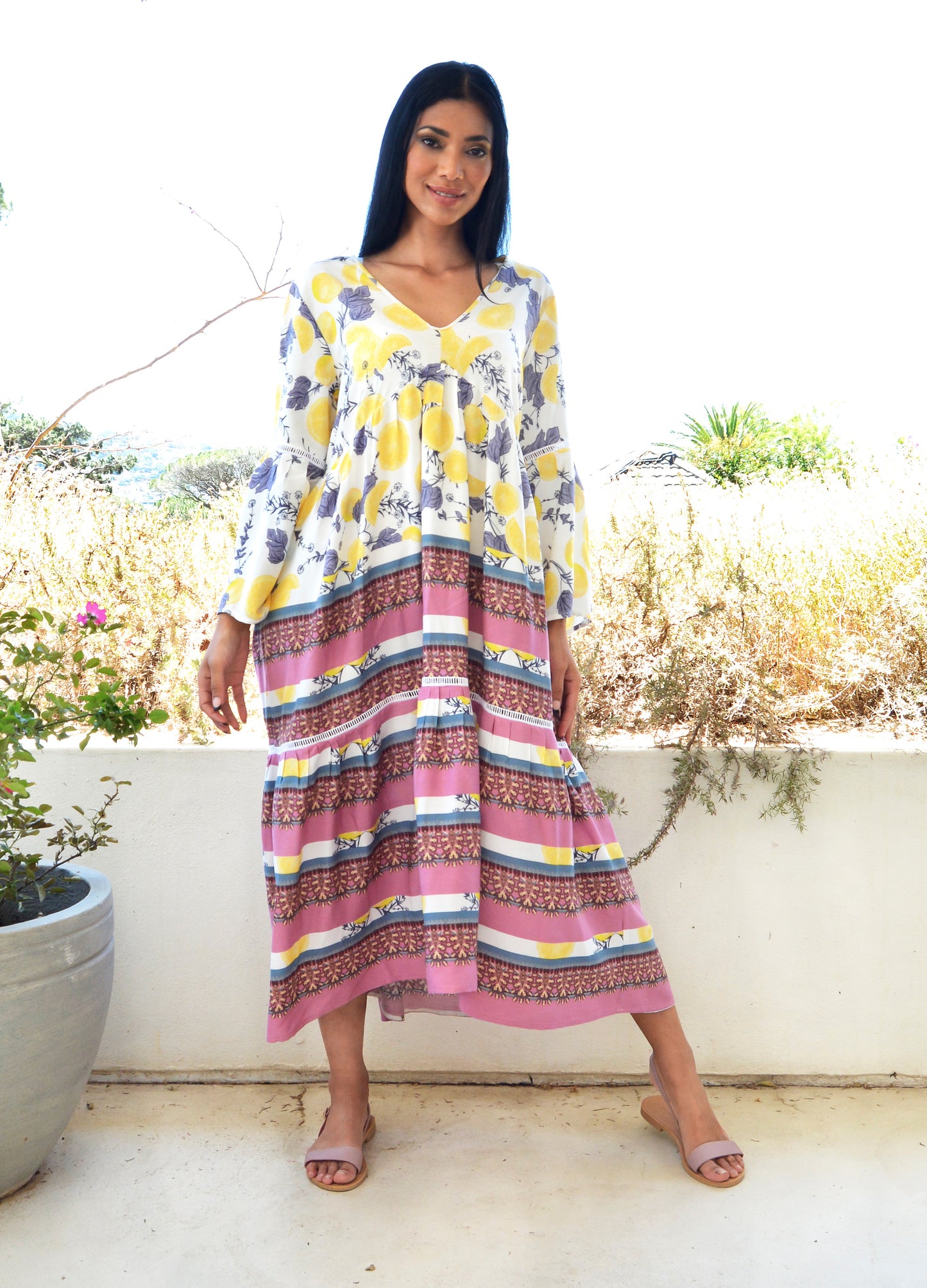 Lilly swing dress in Lemonade print