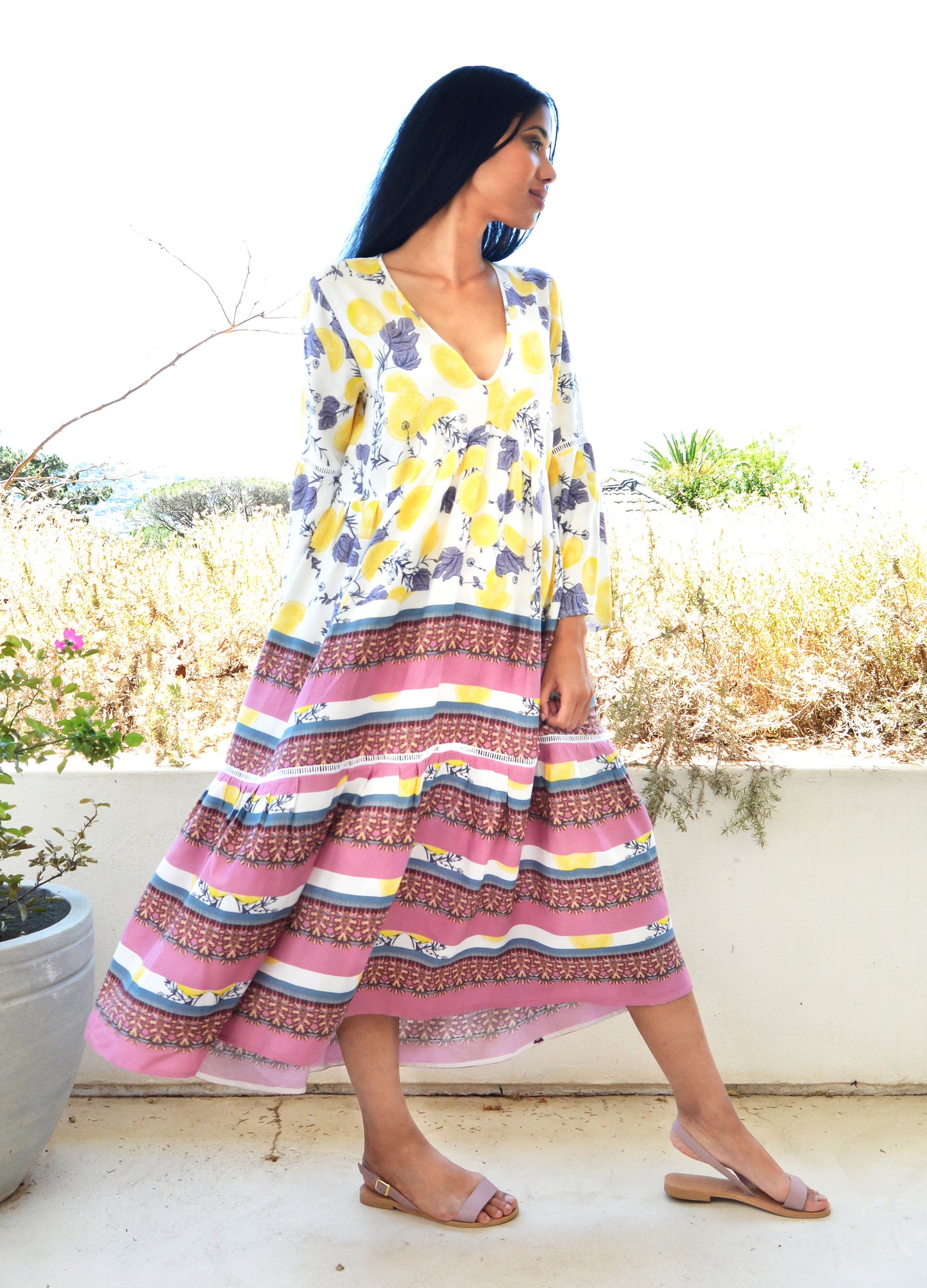 Lilly swing dress in Lemonade print