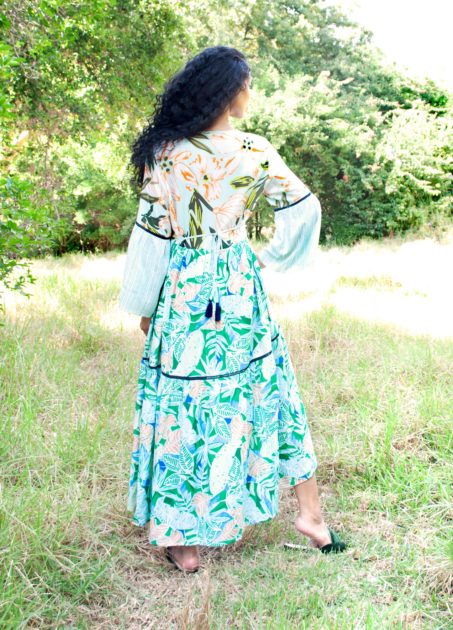 Lilly swing dress in mint Wildflowers print