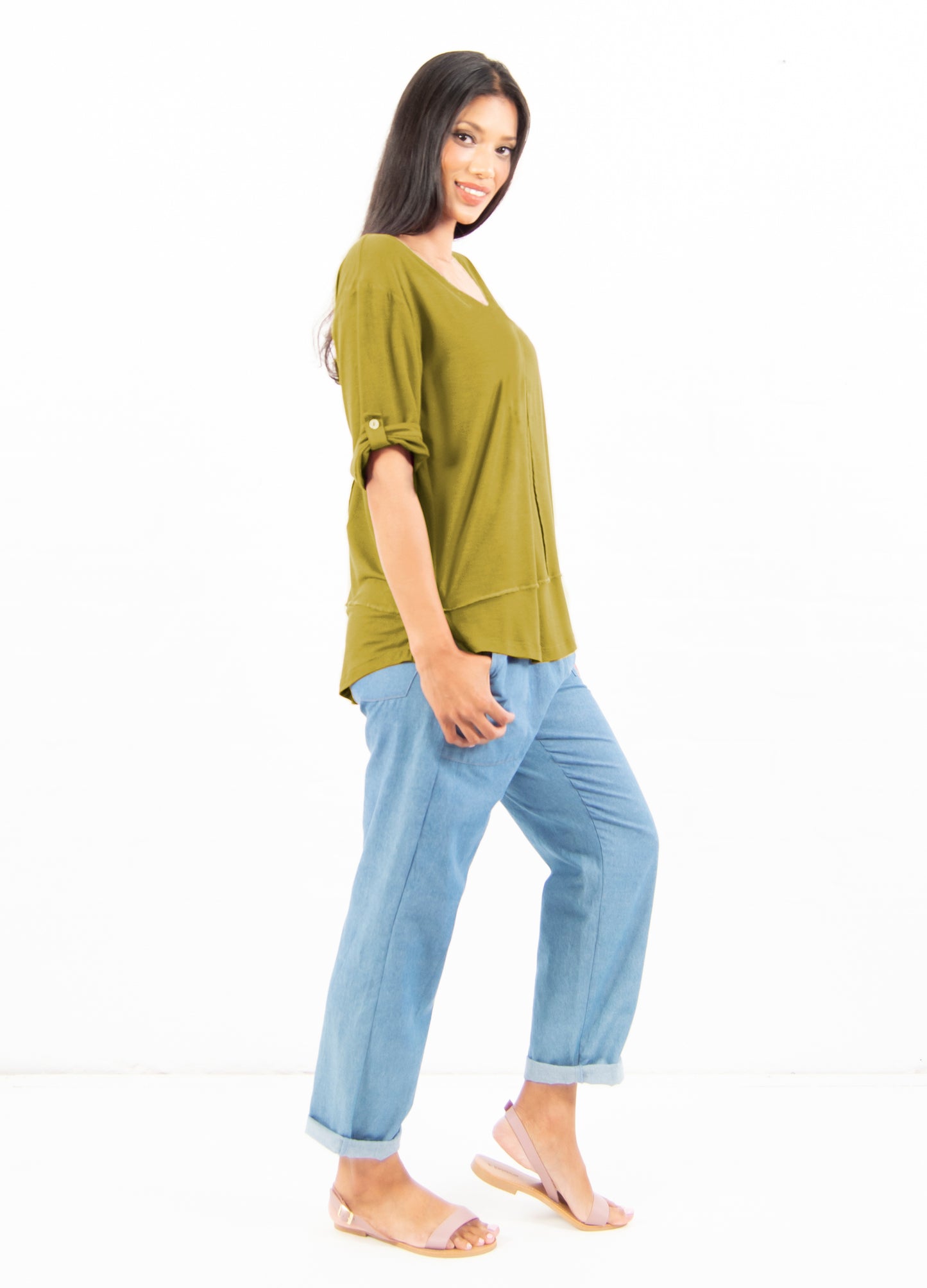 Lourdes easy-fit T-shirt in Chartreuse
