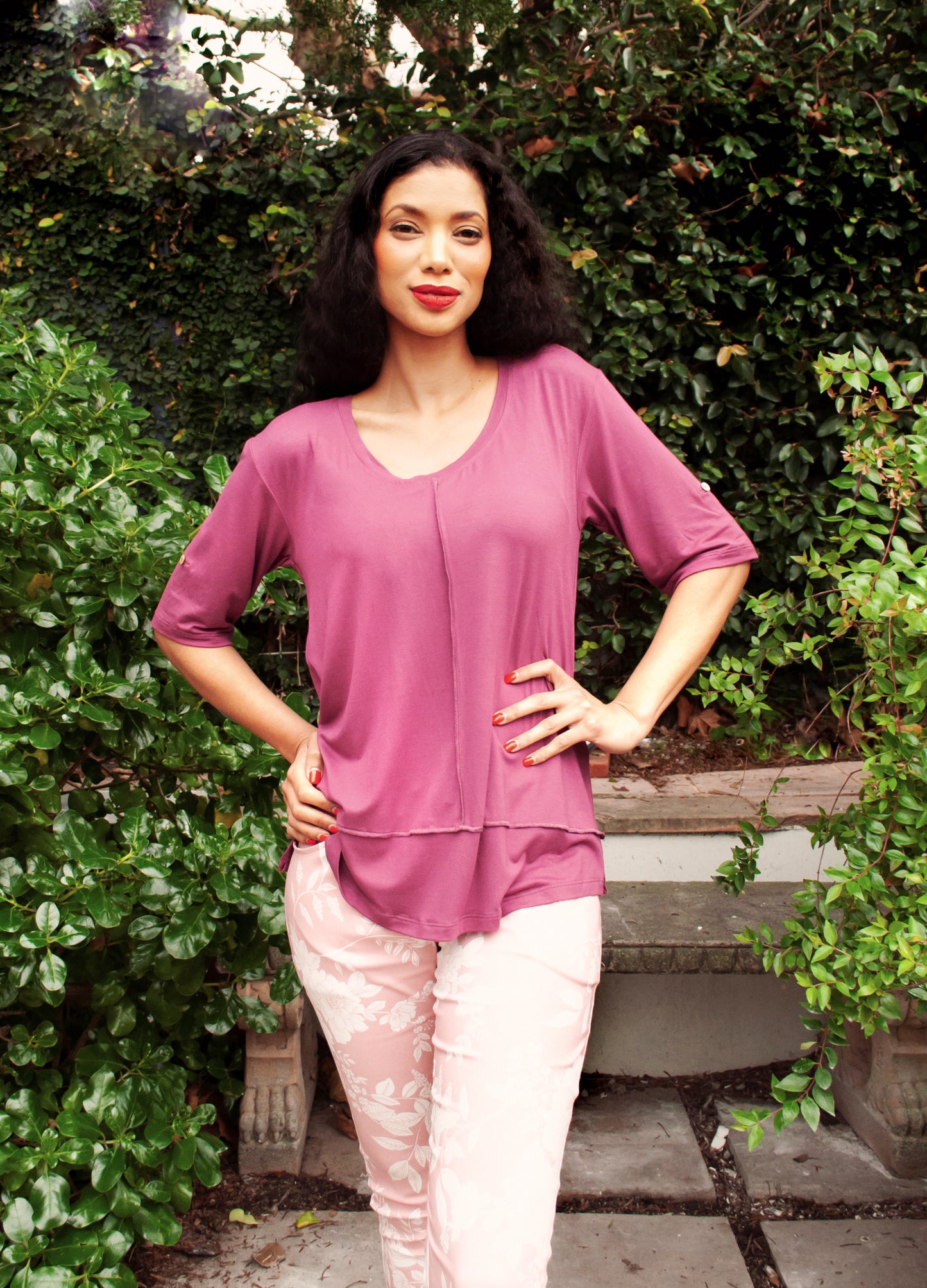 Lourdes easy-fit T-shirt in Rosetta