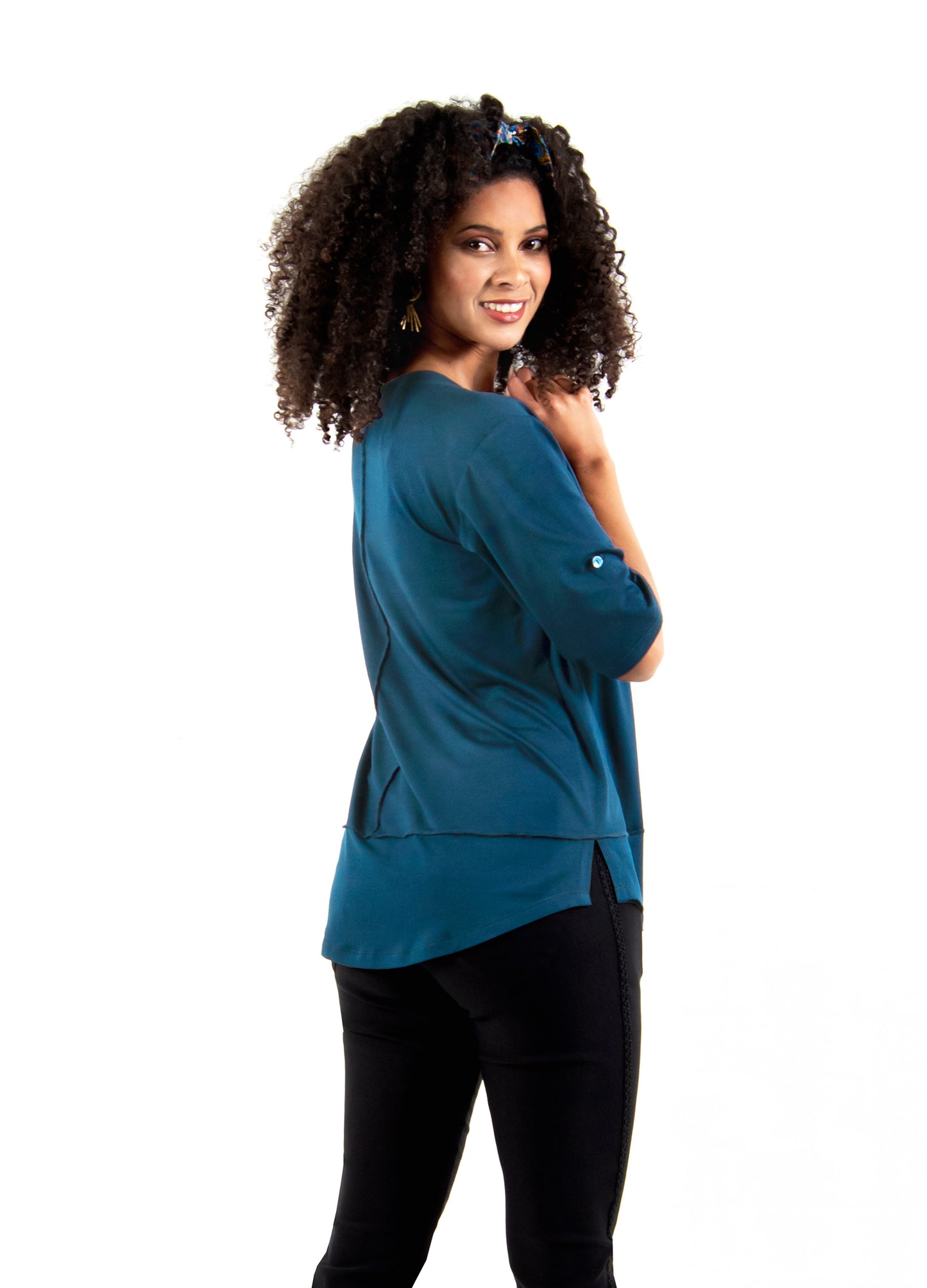 Lourdes easy-fit T-shirt in Pacific Blue