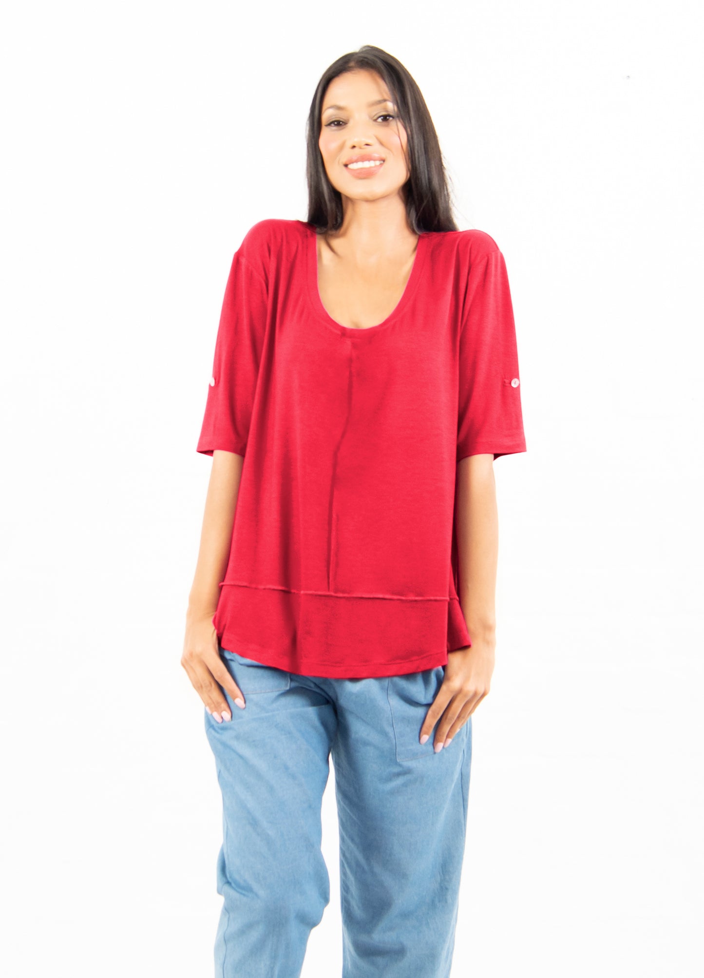 Lourdes easy-fit T-shirt in Supreme Red
