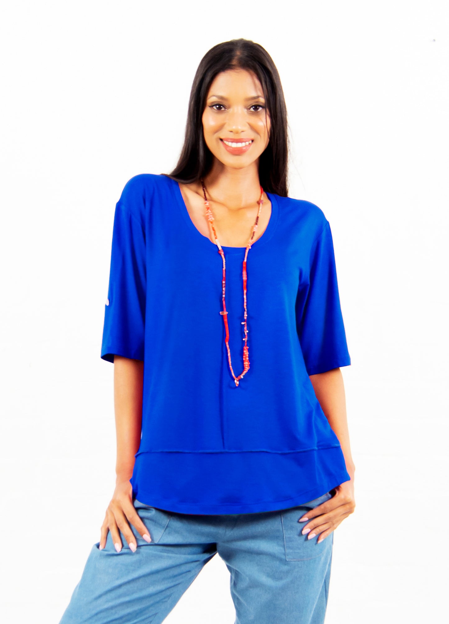 Lourdes easy-fit T-shirt in Cobalt