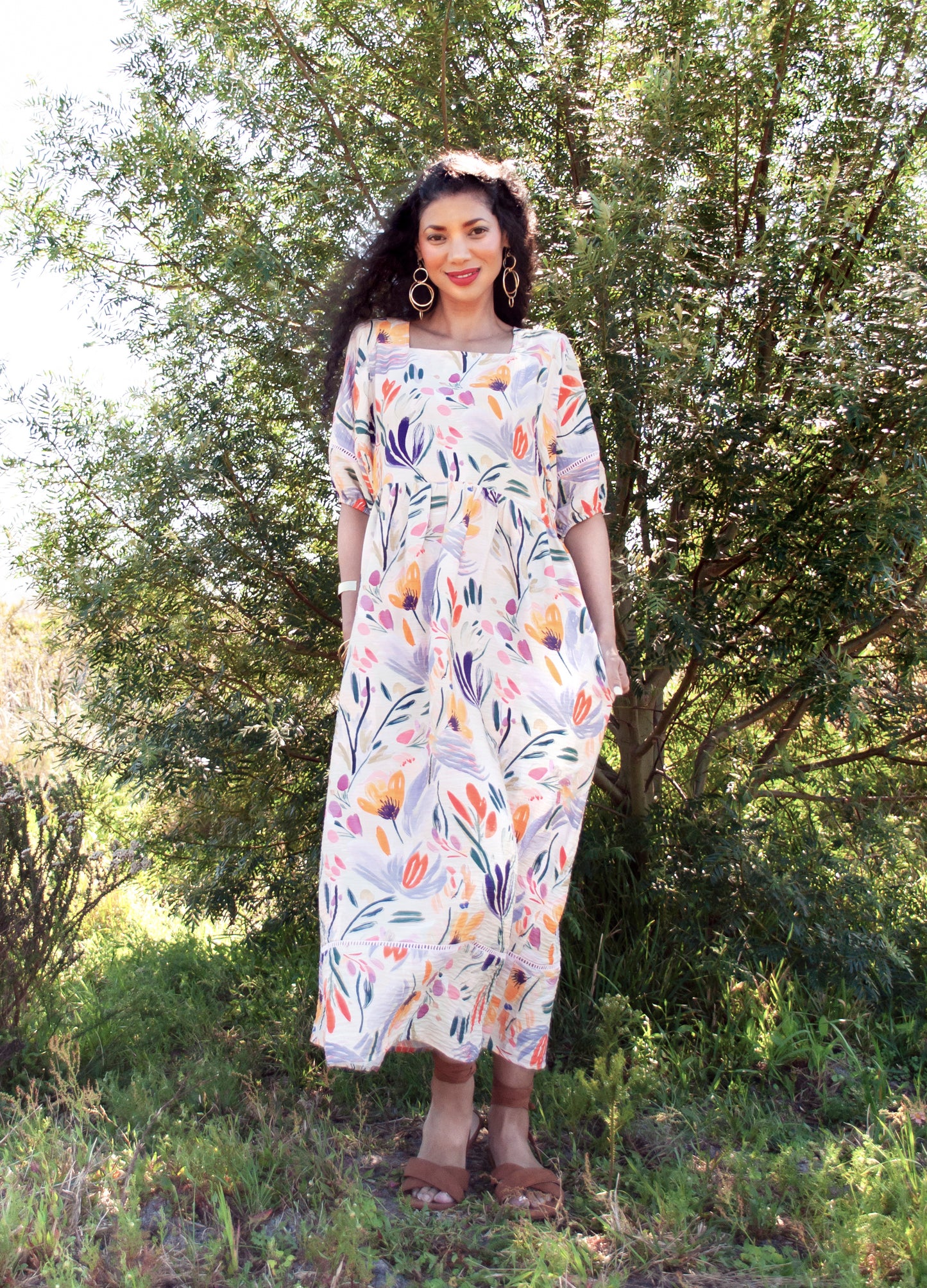 Luna reversabile dress in stone Oh So Pretty print