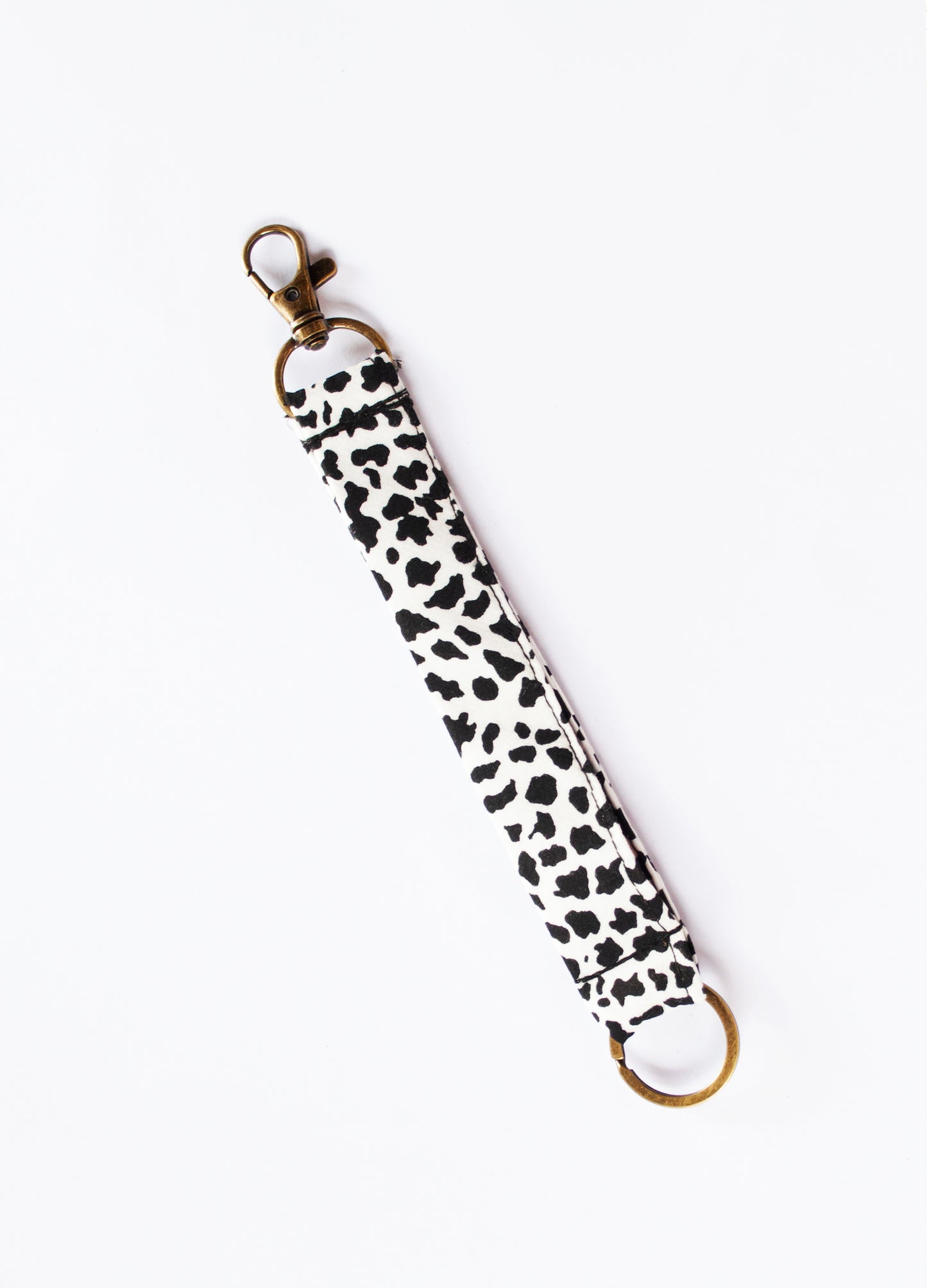 Luna key holder in white Spot Leopard