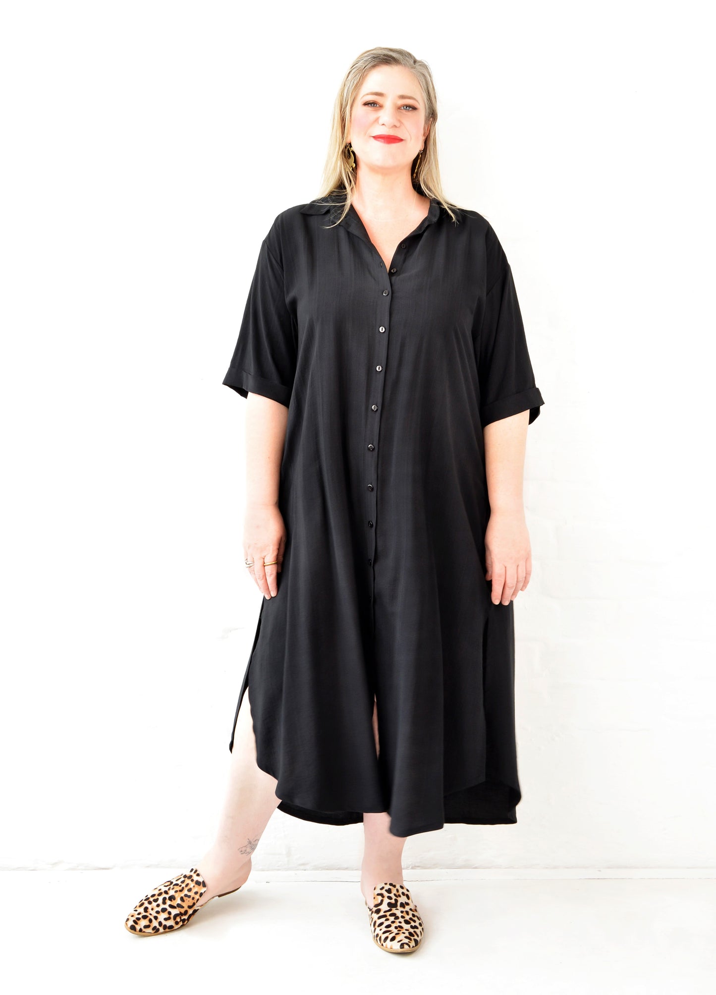 Malia box shirt dress in Black