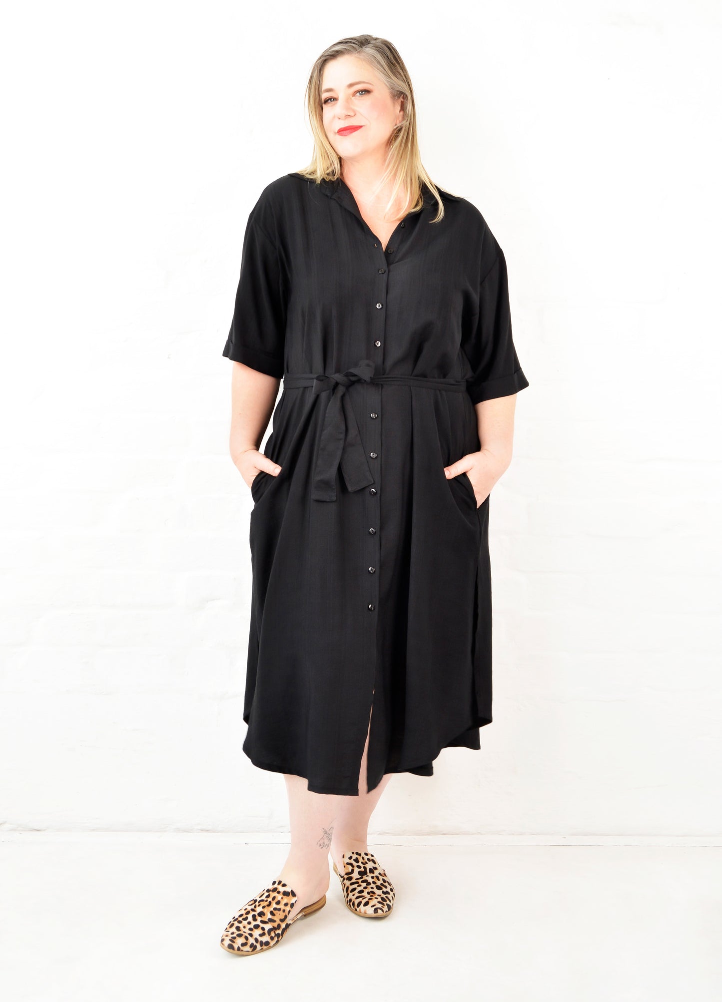 Malia box shirt dress in Black