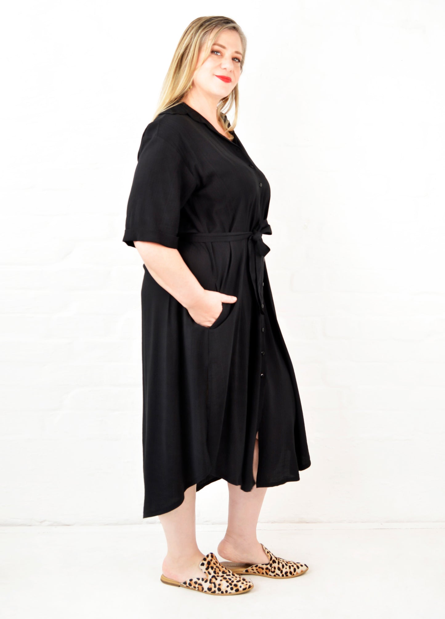 Malia box shirt dress in Black