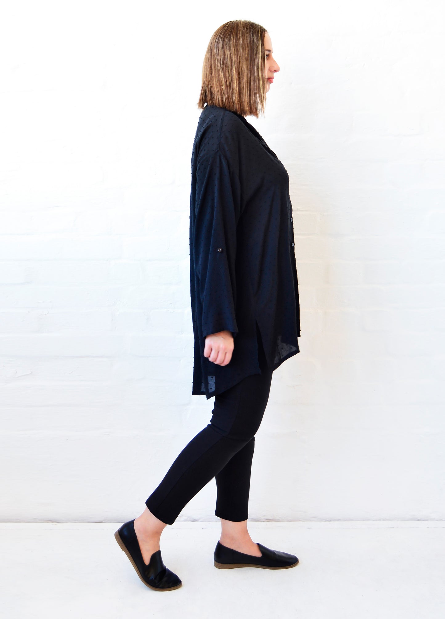 Michelle Box Shirt in black Dobby