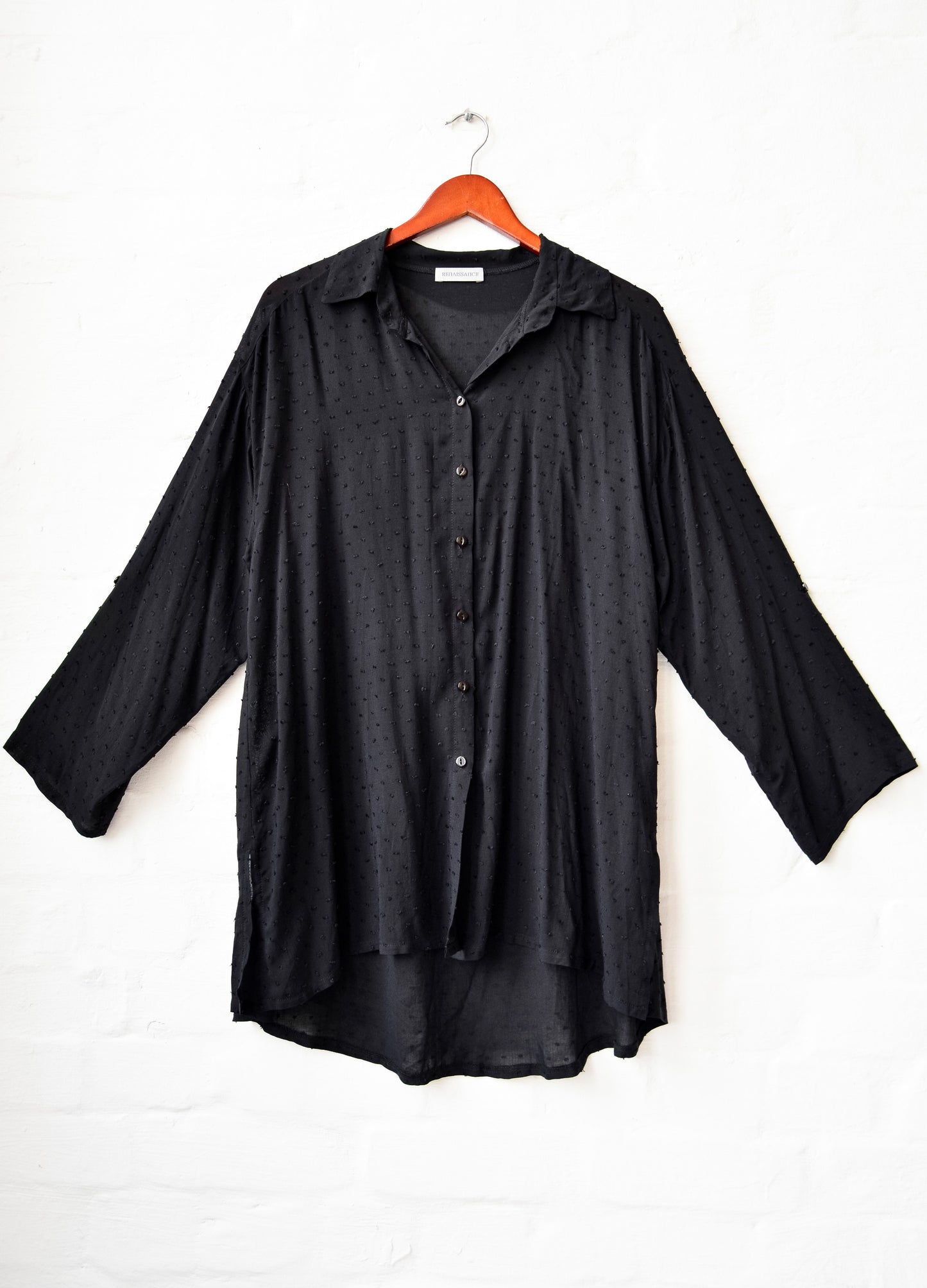 Michelle Box Shirt in black Dobby