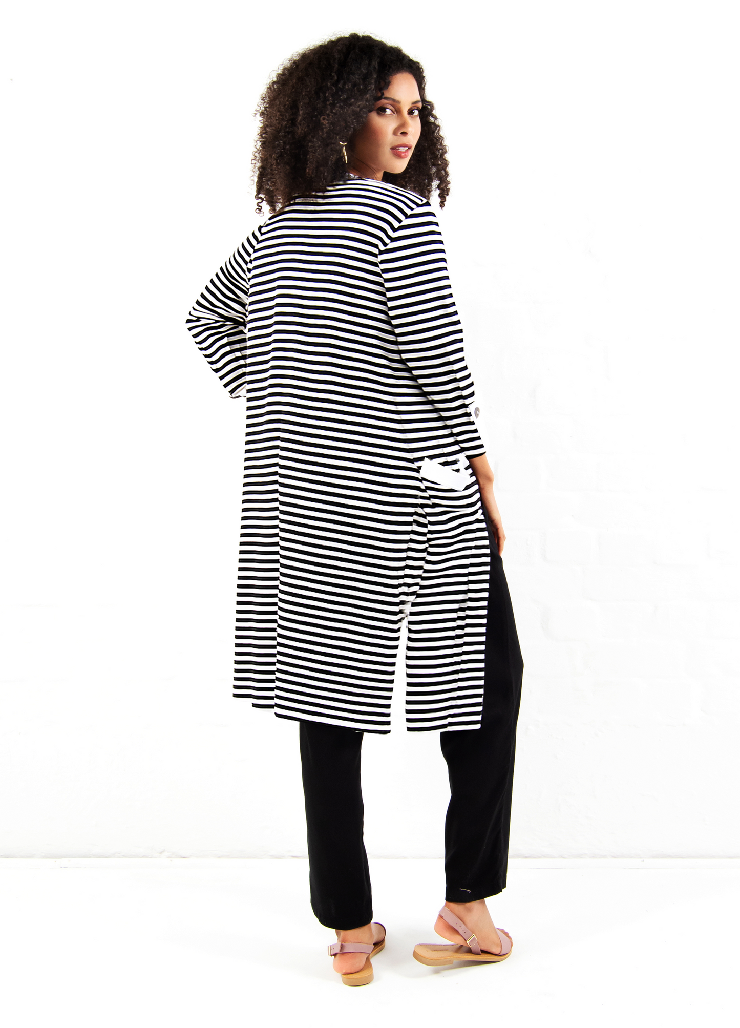 Nicolette Cardigan in  black & white Stripe