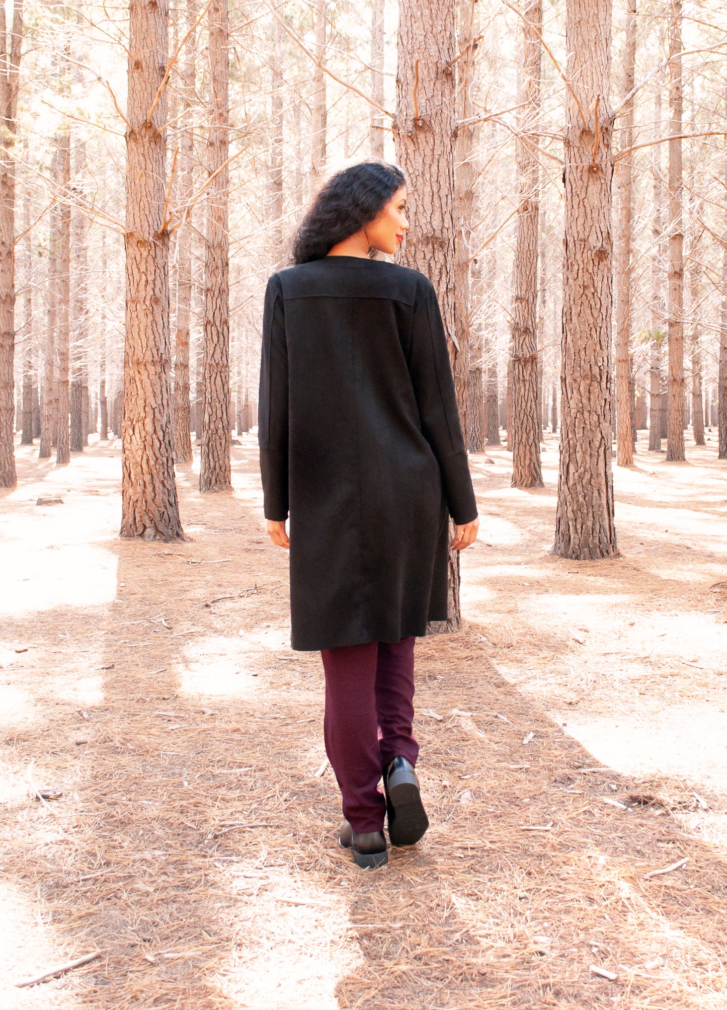 Nika cardigan in Black suede scuba