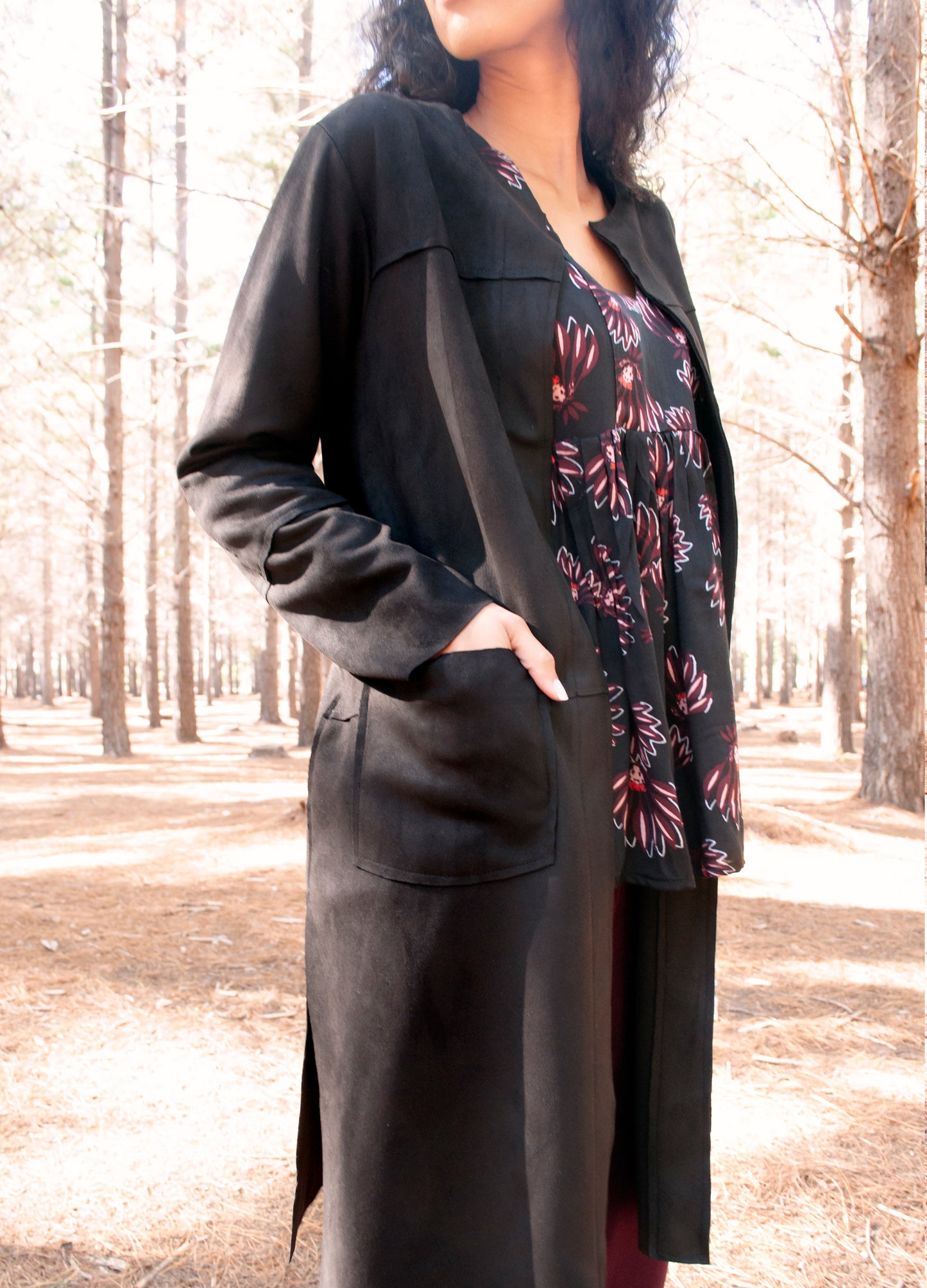 Nika cardigan in Black suede scuba